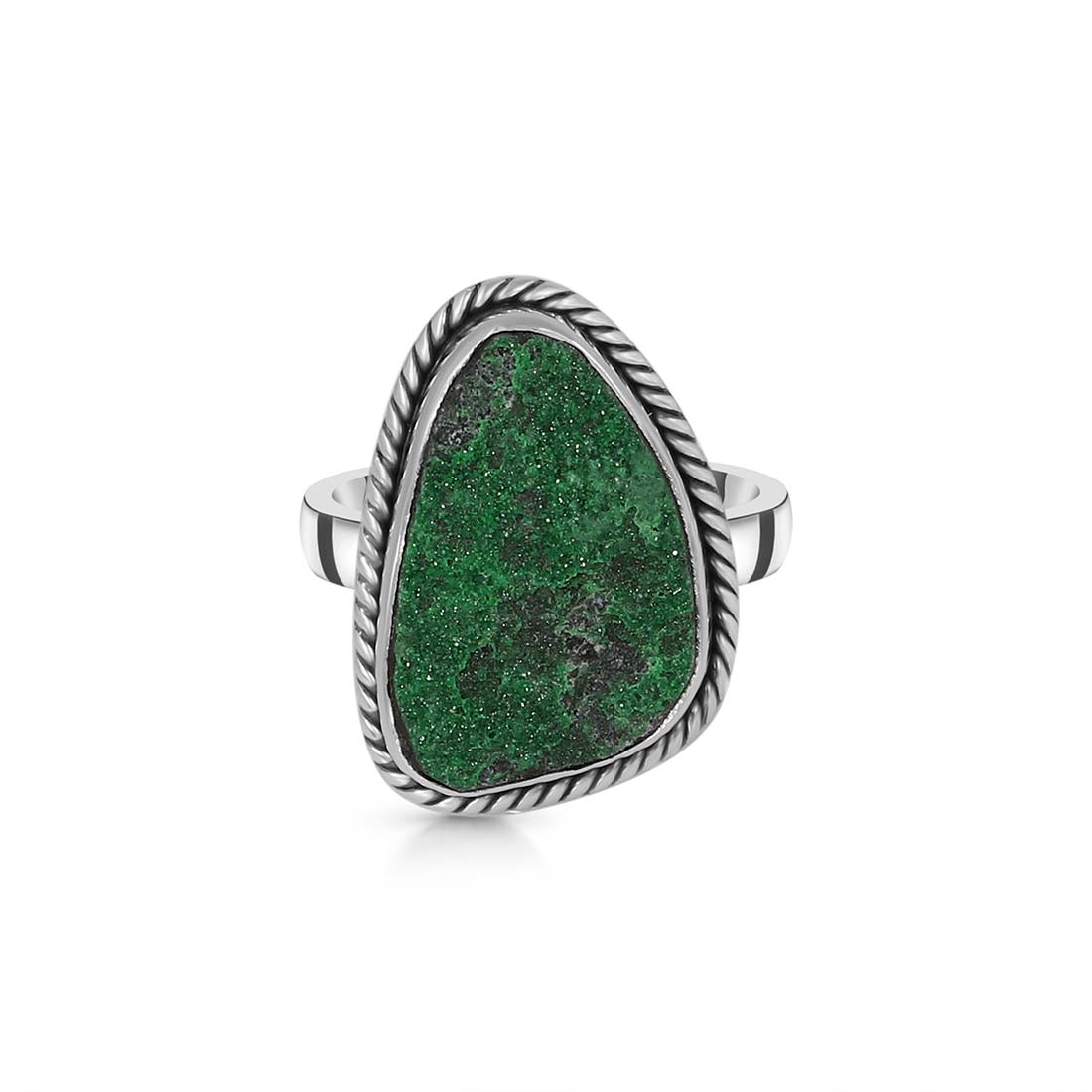 Premium Uvarovite Druzy Statement Ring - UVR-R-31