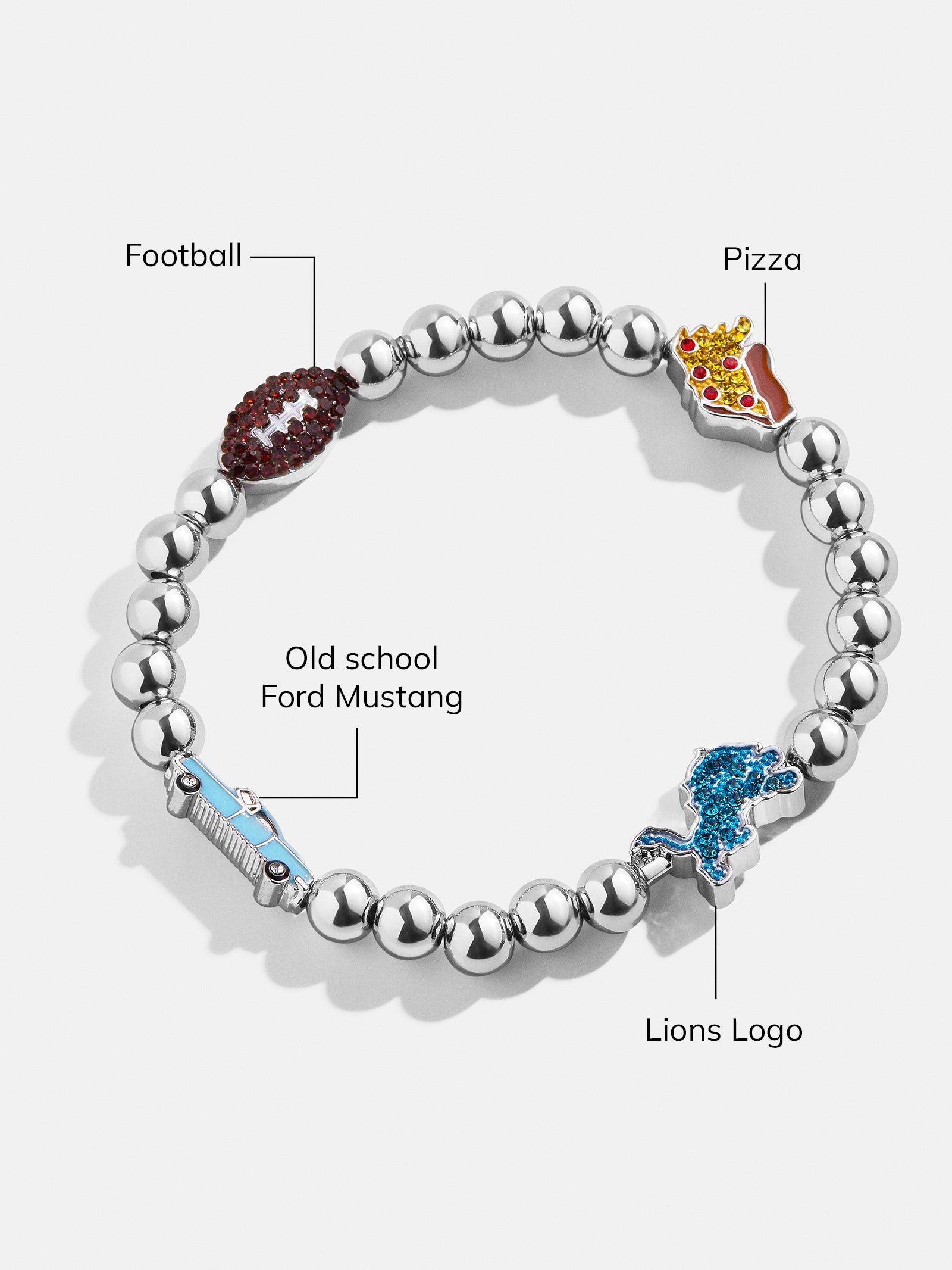 Premium Detroit Lions NFL Charm Bracelet - Official Team Spirit Jewelry