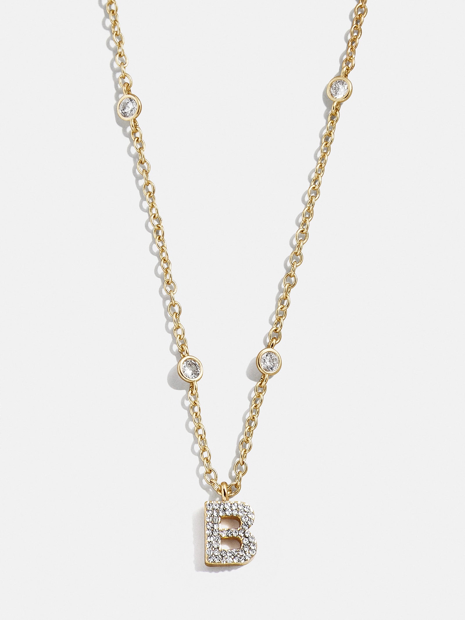 Premium Pavé Initial Yasmine Necklace - Gold Plated, Personalized Elegance