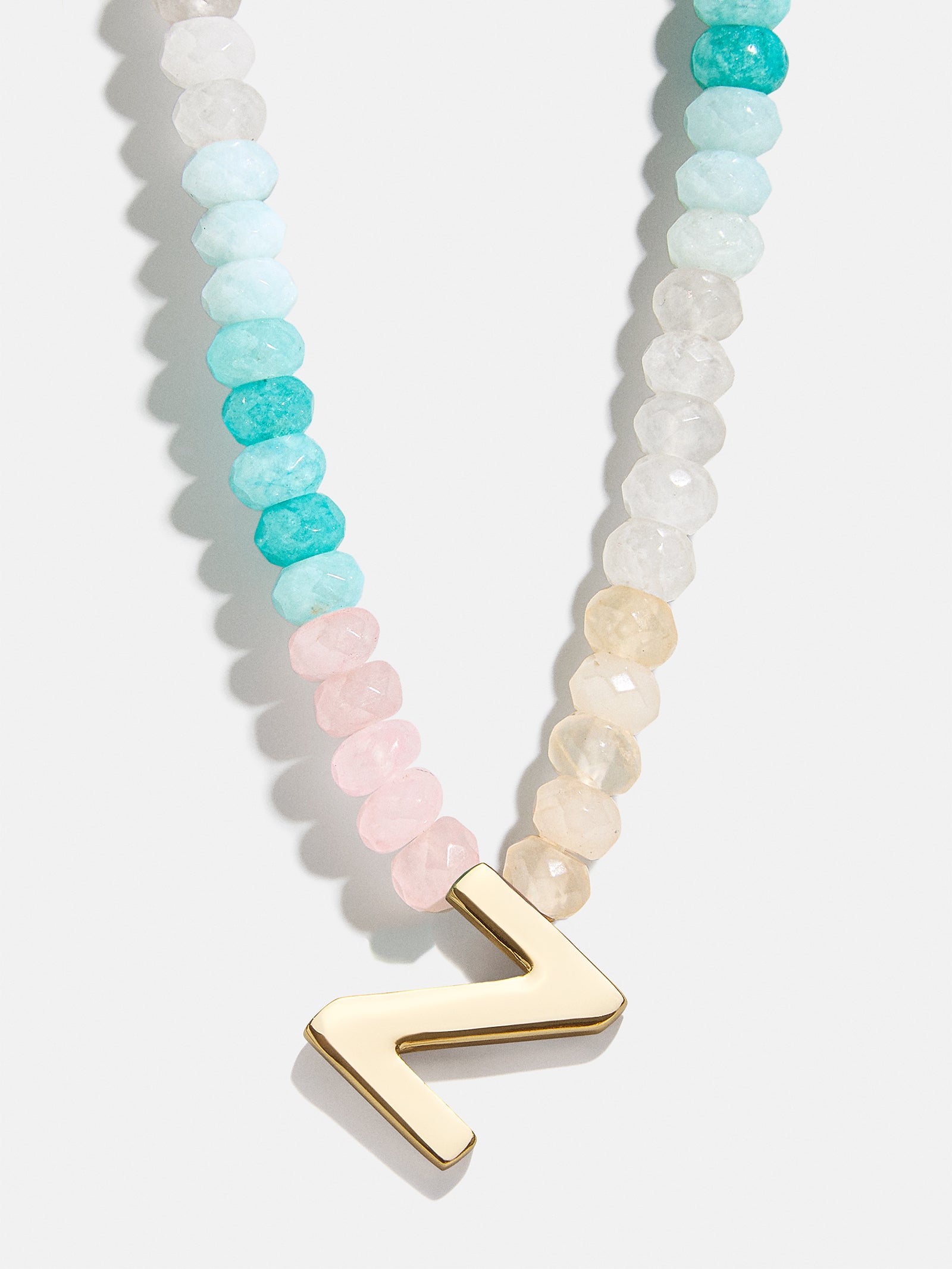 Premium Custom Initial Necklace with Semi-Precious Stones - Light Multi