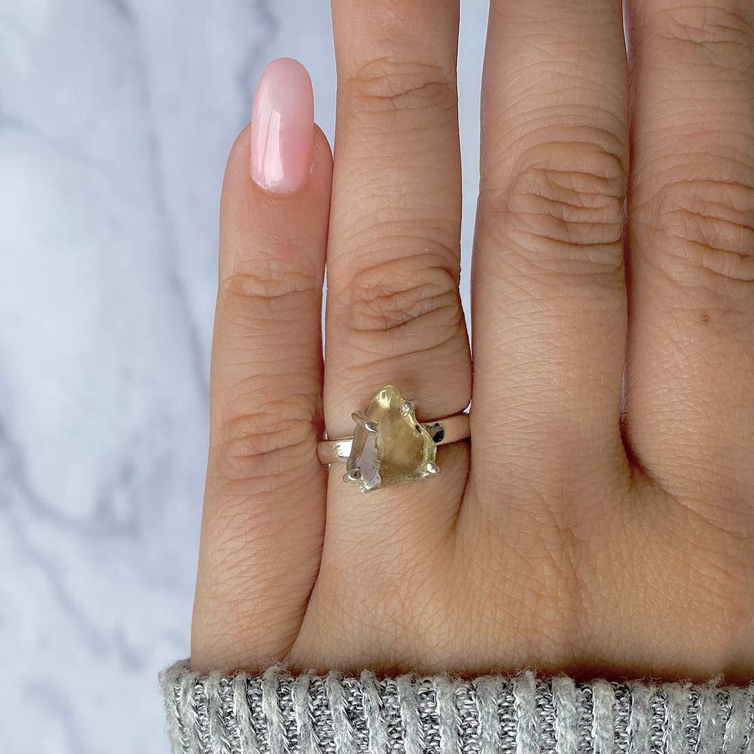 Premium Libyan Desert Glass Statement Ring - LDG-R-2