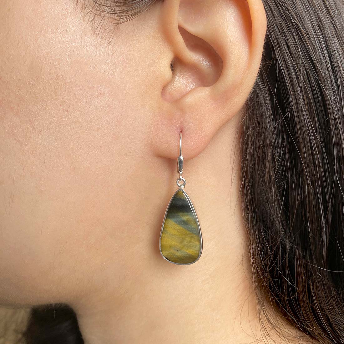 Premium Blue Tiger Eye Statement Earrings - Sagacia Jewelry