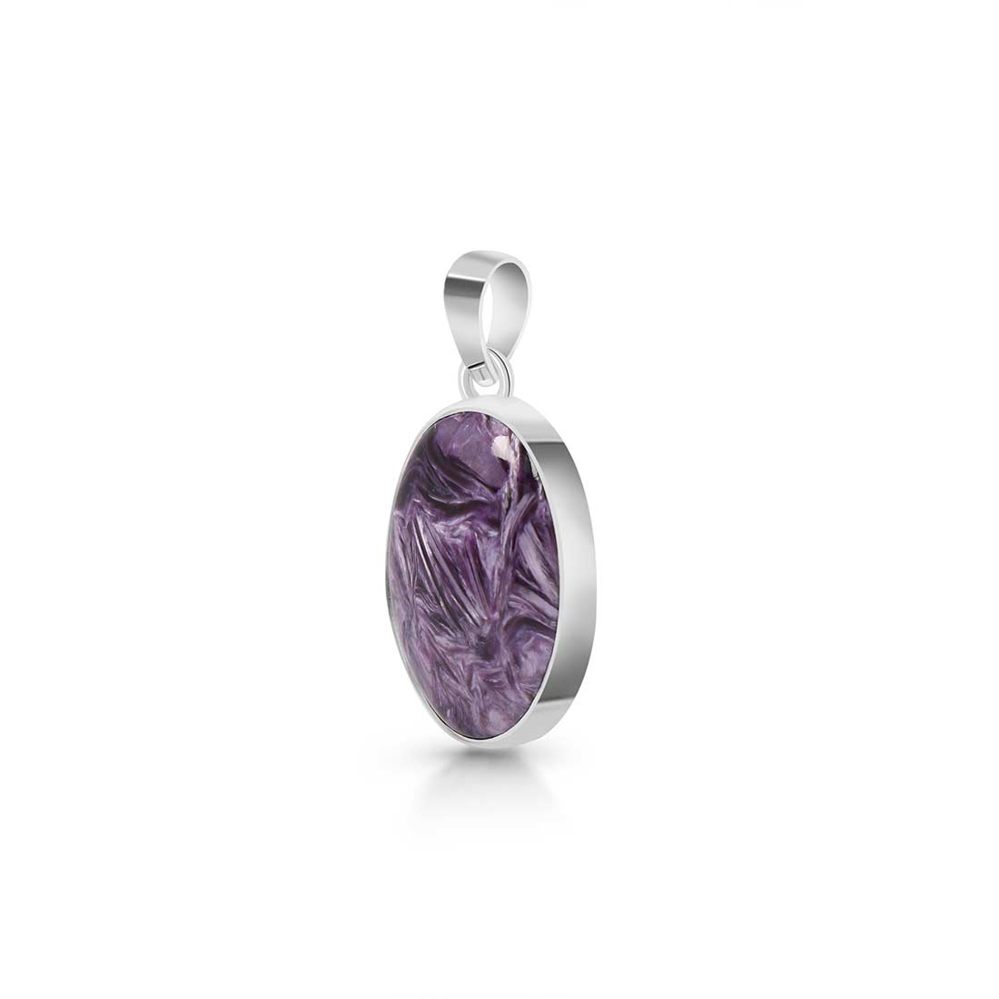 Premium Charoite Silver Pendant - Elegant Purple Gemstone Jewelry (CHR-P-51)