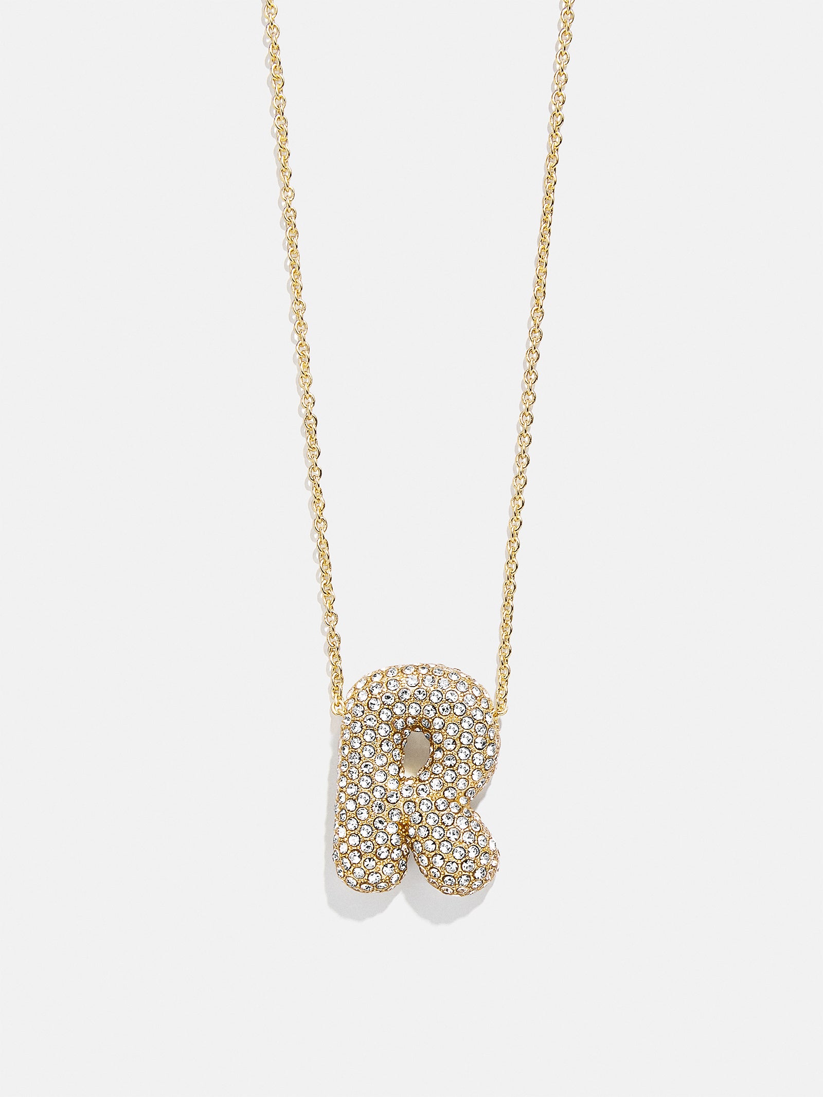 Premium Kids' Bubble Initial Necklace - Gold/Pavé