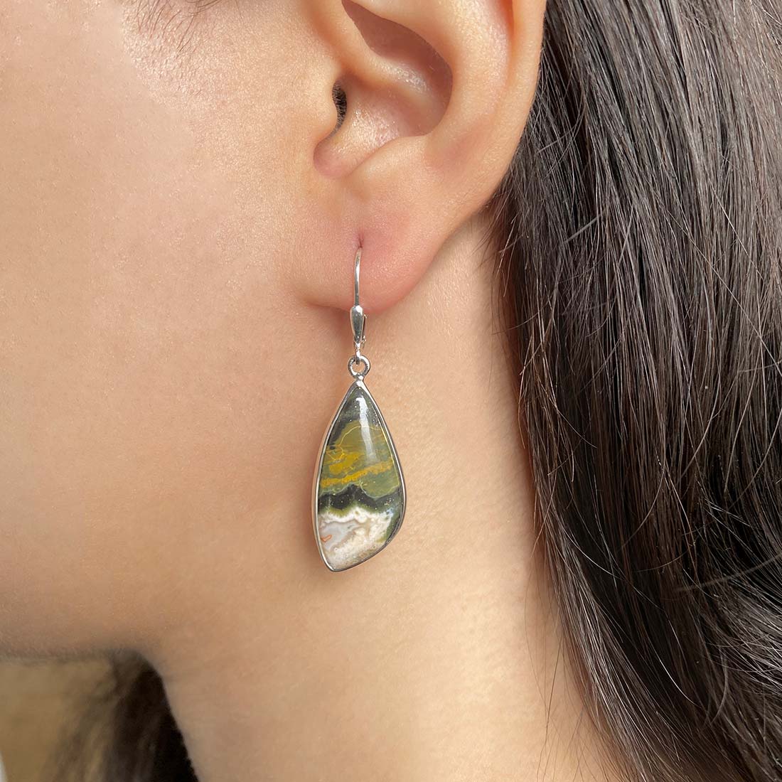 Premium Ocean Jasper Statement Earrings - OCJ-E-17