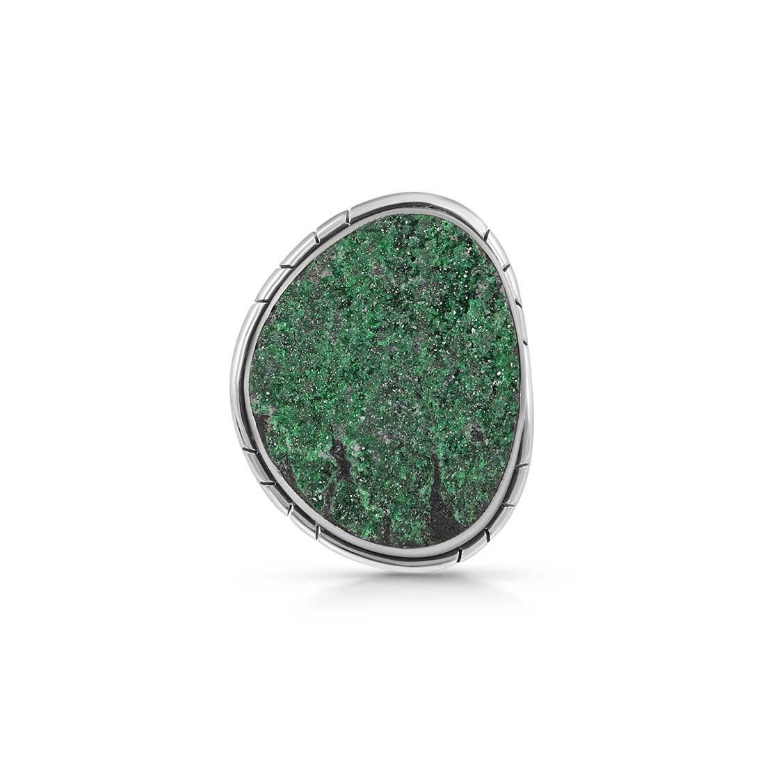 Premium Uvarovite Druzy Adjustable Ring - Elegant Green Gemstone Jewelry (UVR-R-43)