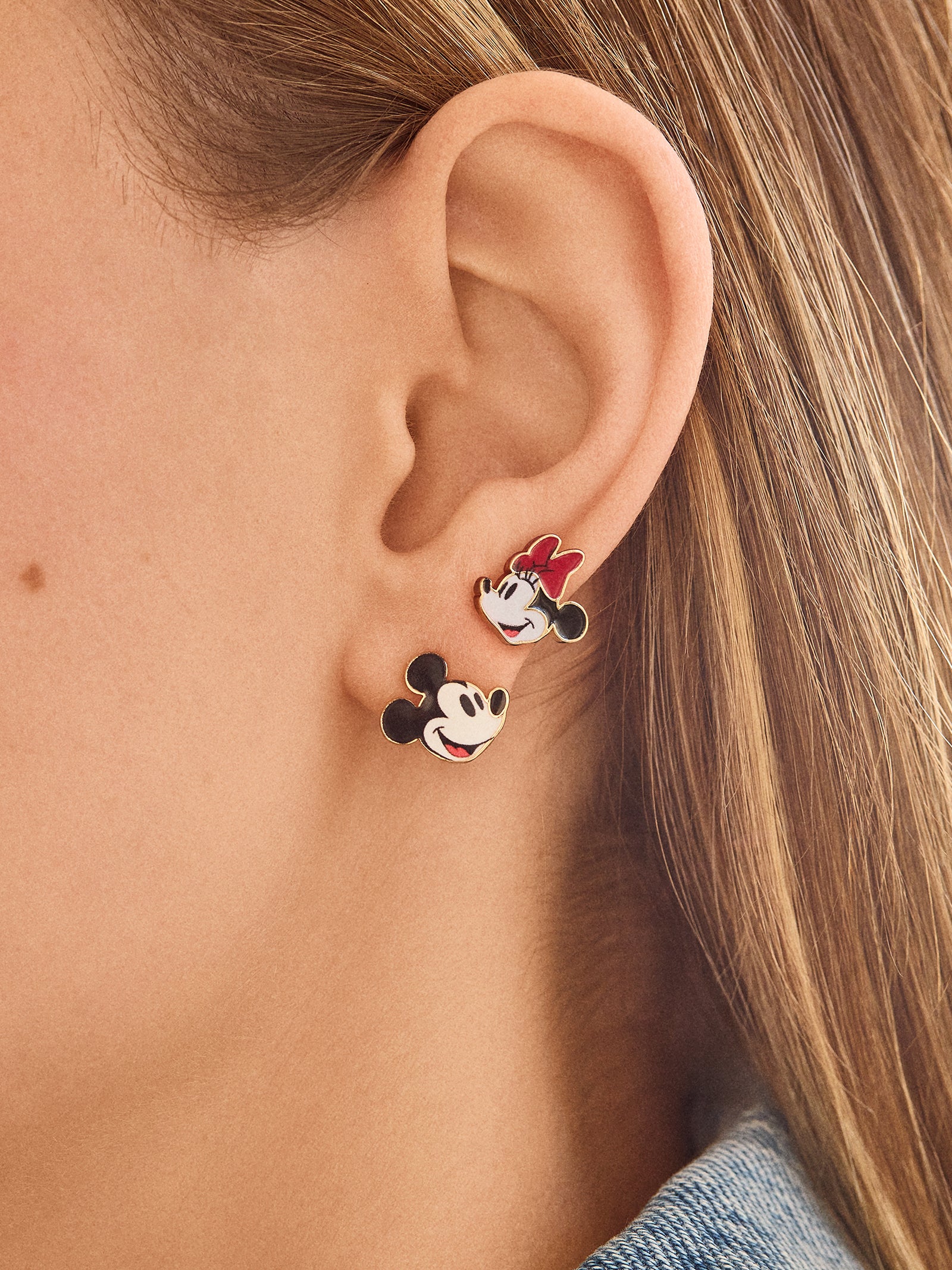 Premium Mickey & Minnie Mouse Classic Stud Earrings Set - Red/White