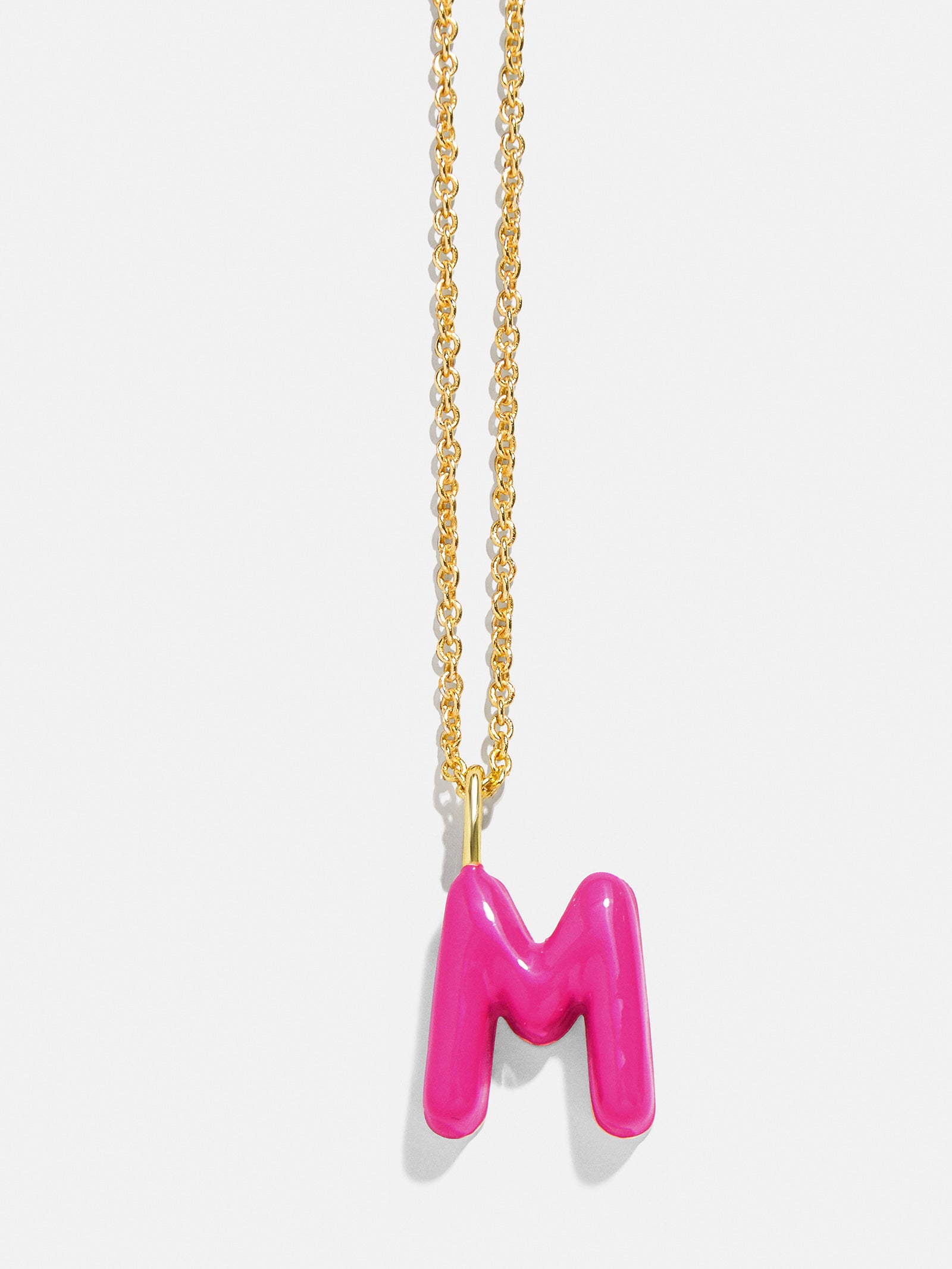 Premium Mini Bubble Initial Enamel Necklace - Vibrant Hot Pink