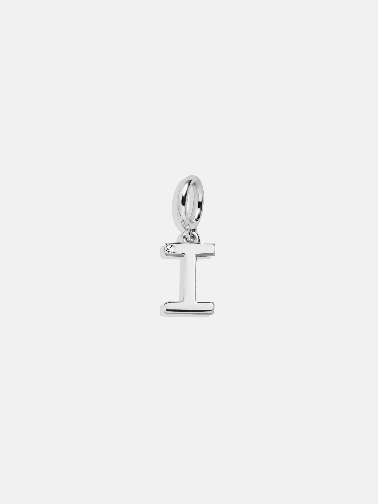 Premium Silver Initial Cluster Charm - I | Personalized Elegance