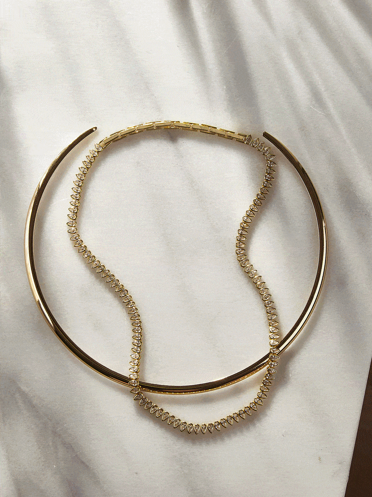 Bennett 18K Gold Adjustable Tennis Necklace - Premium Gold & Pavé Design