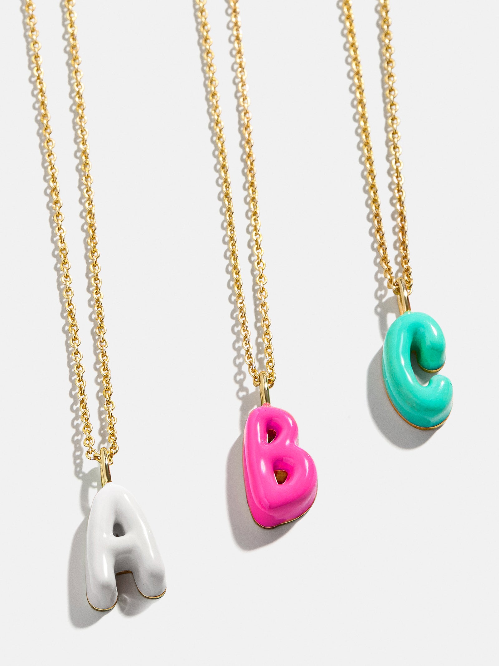 Premium Mini Bubble Initial Enamel Necklace - Ultimate White