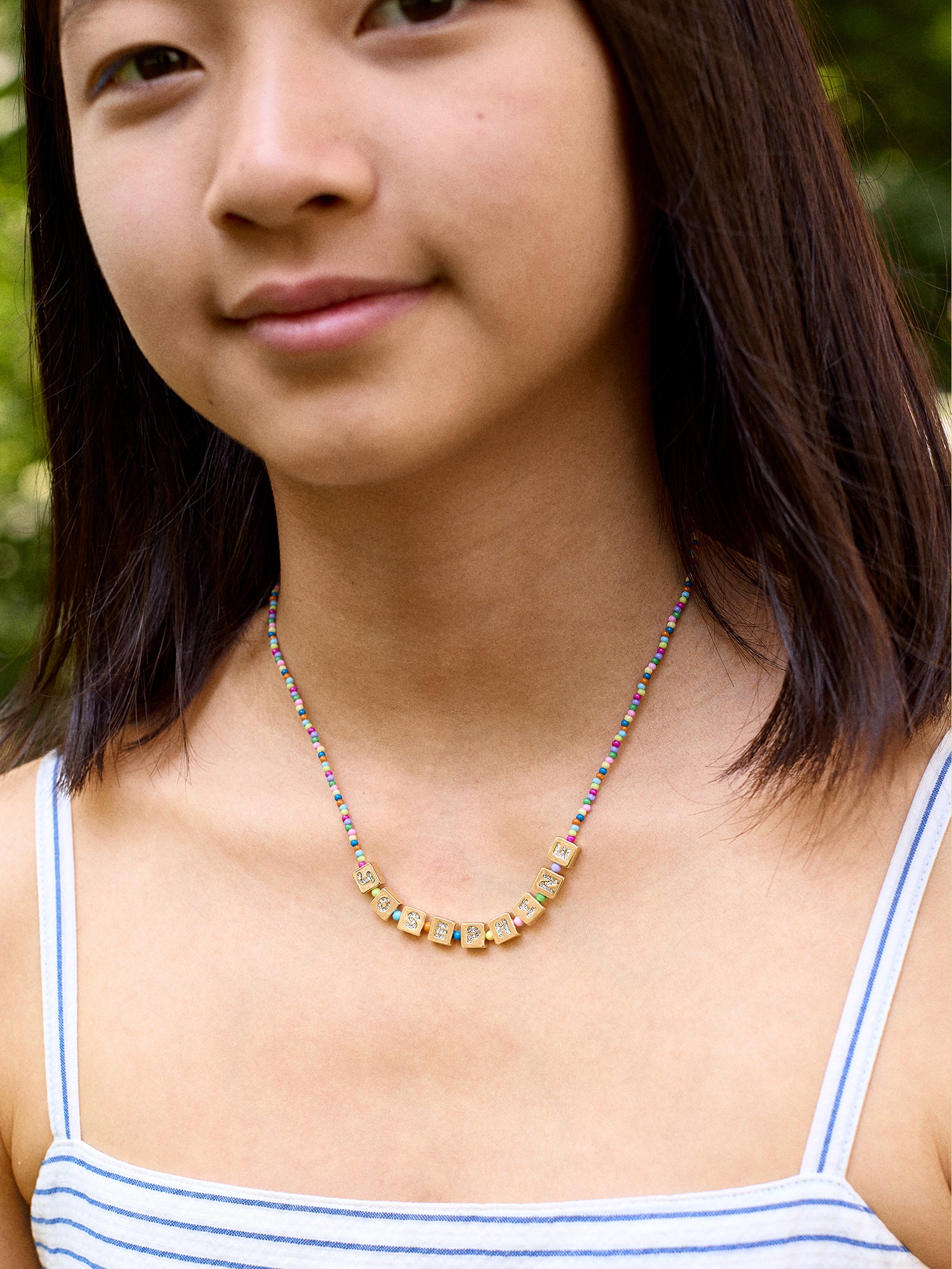 Ultimate Personalized Kids' Beaded Necklace - Multi-Color Shimmer