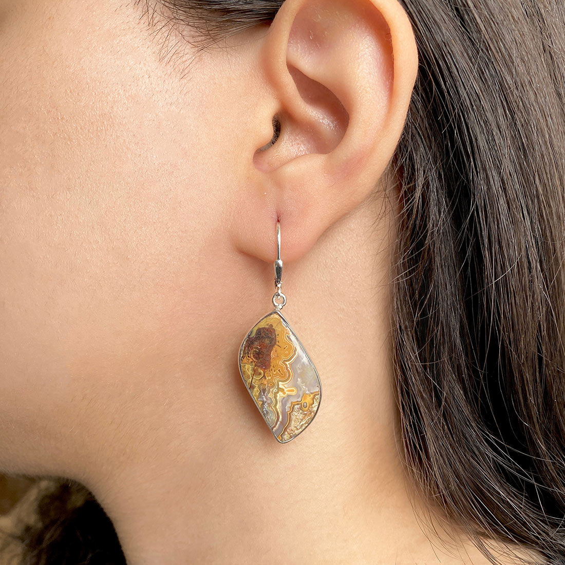 Premium Crazy Lace Agate Statement Earrings - CLA-E-15