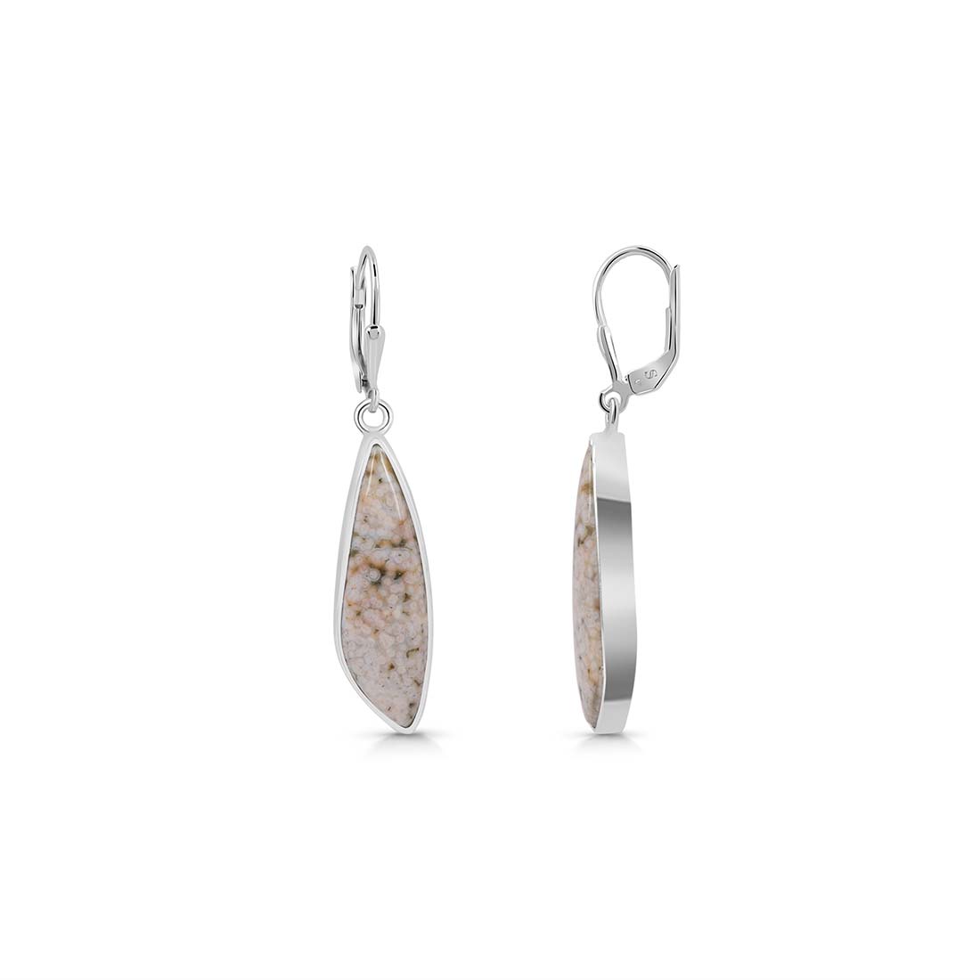 Premium Ocean Jasper Statement Earrings - Elegant Silver Design