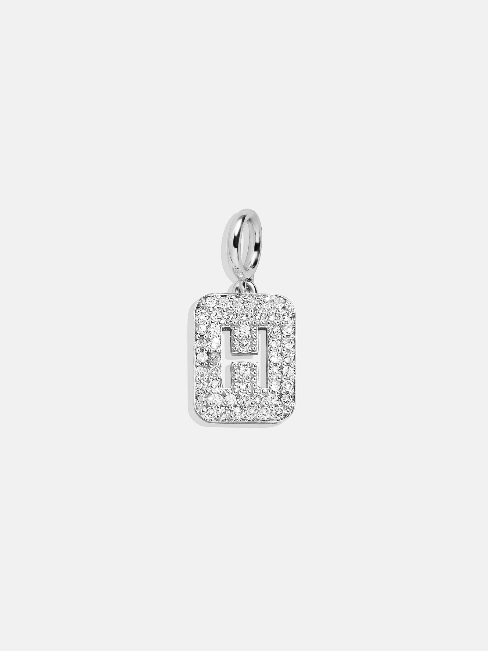 Premium Silver Block Pave Cluster Charm Necklace - Modern & Versatile