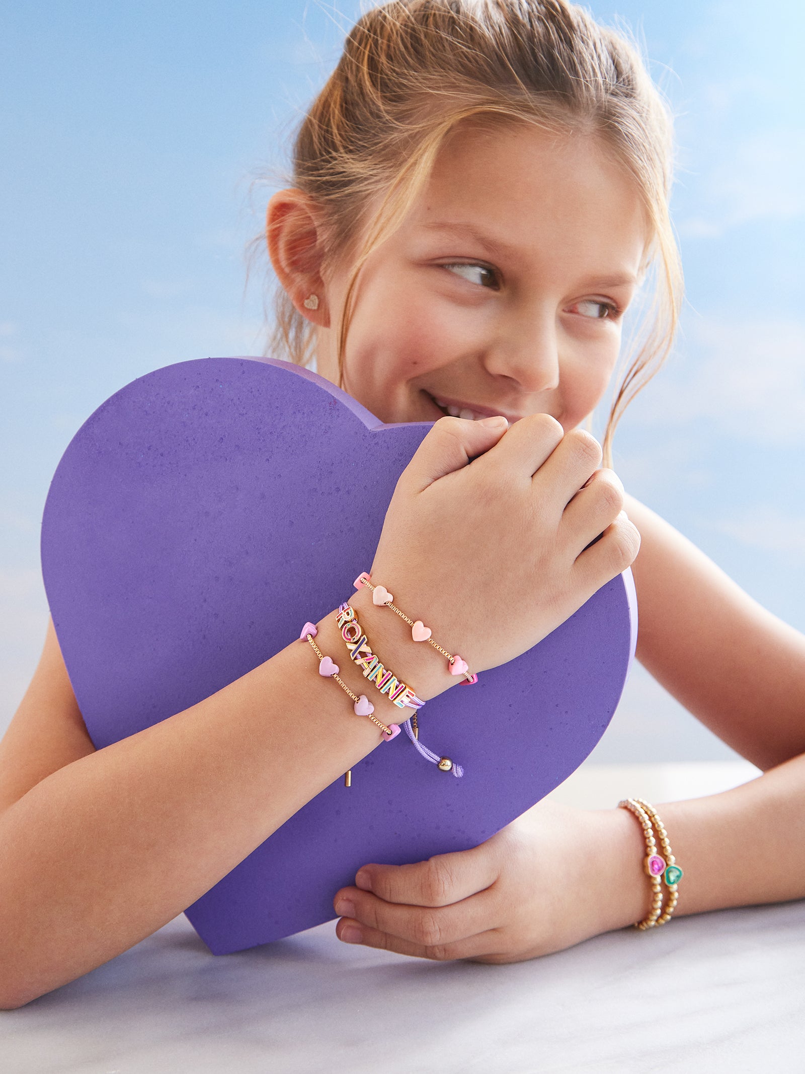 Premium Brittany Kids' Heart Bracelet - Adjustable Pink Gold