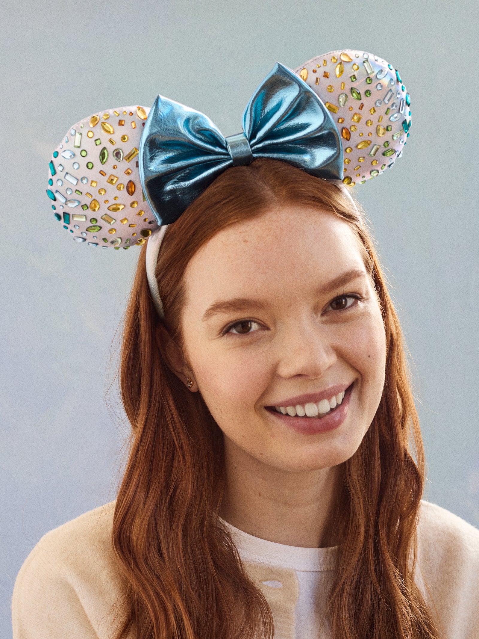 Premium Disney Minnie Mouse Iridescent Headband with Glittering Gemstones