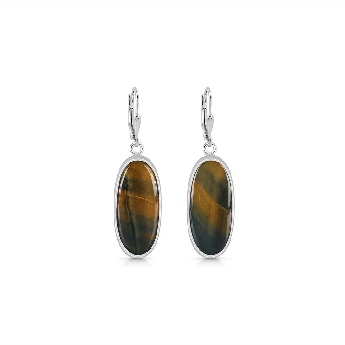 Premium Blue Tiger Eye Statement Earrings - BTE-E-13