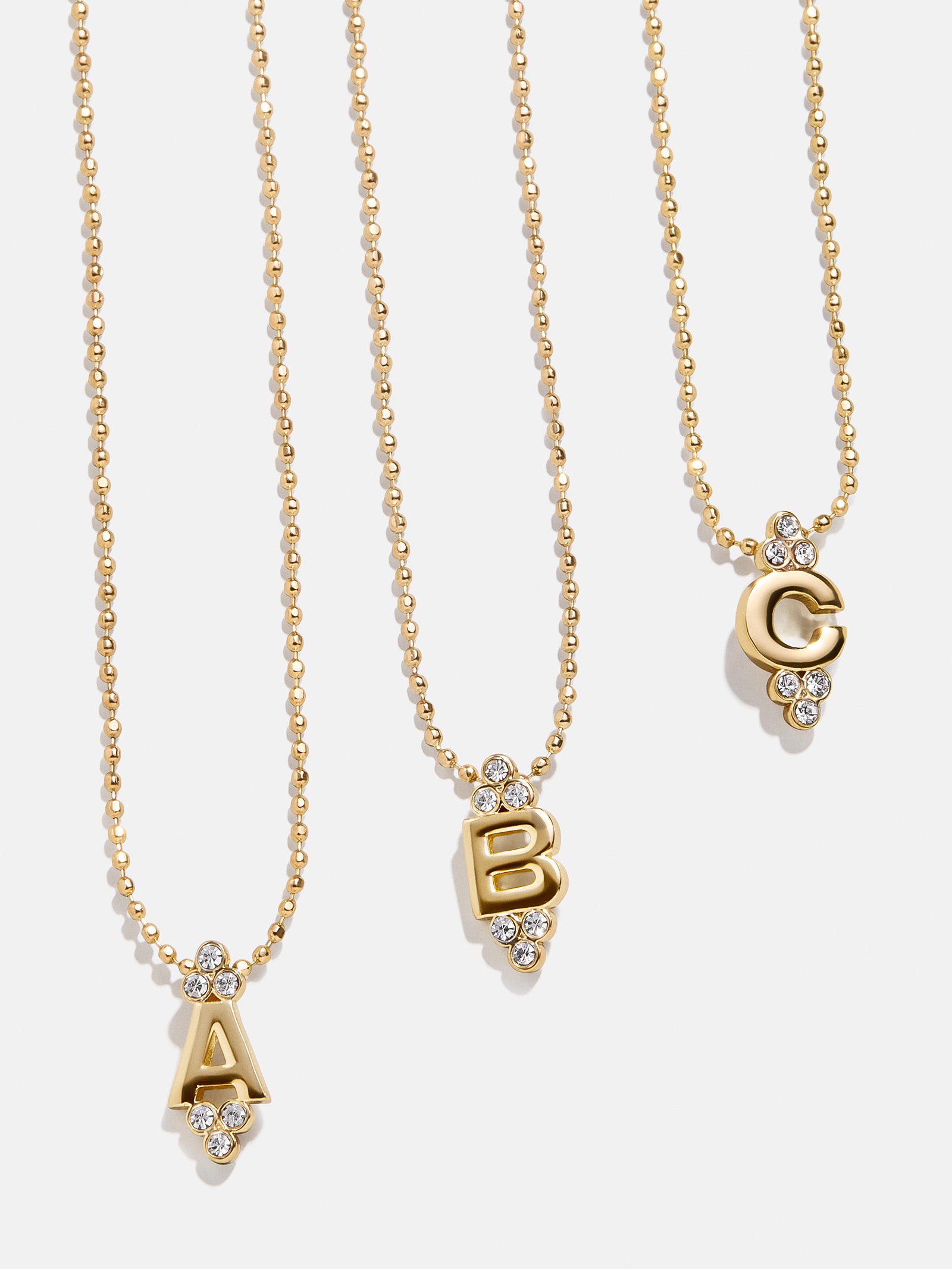 Premium Initial Triad Necklace - Gold & Pavé