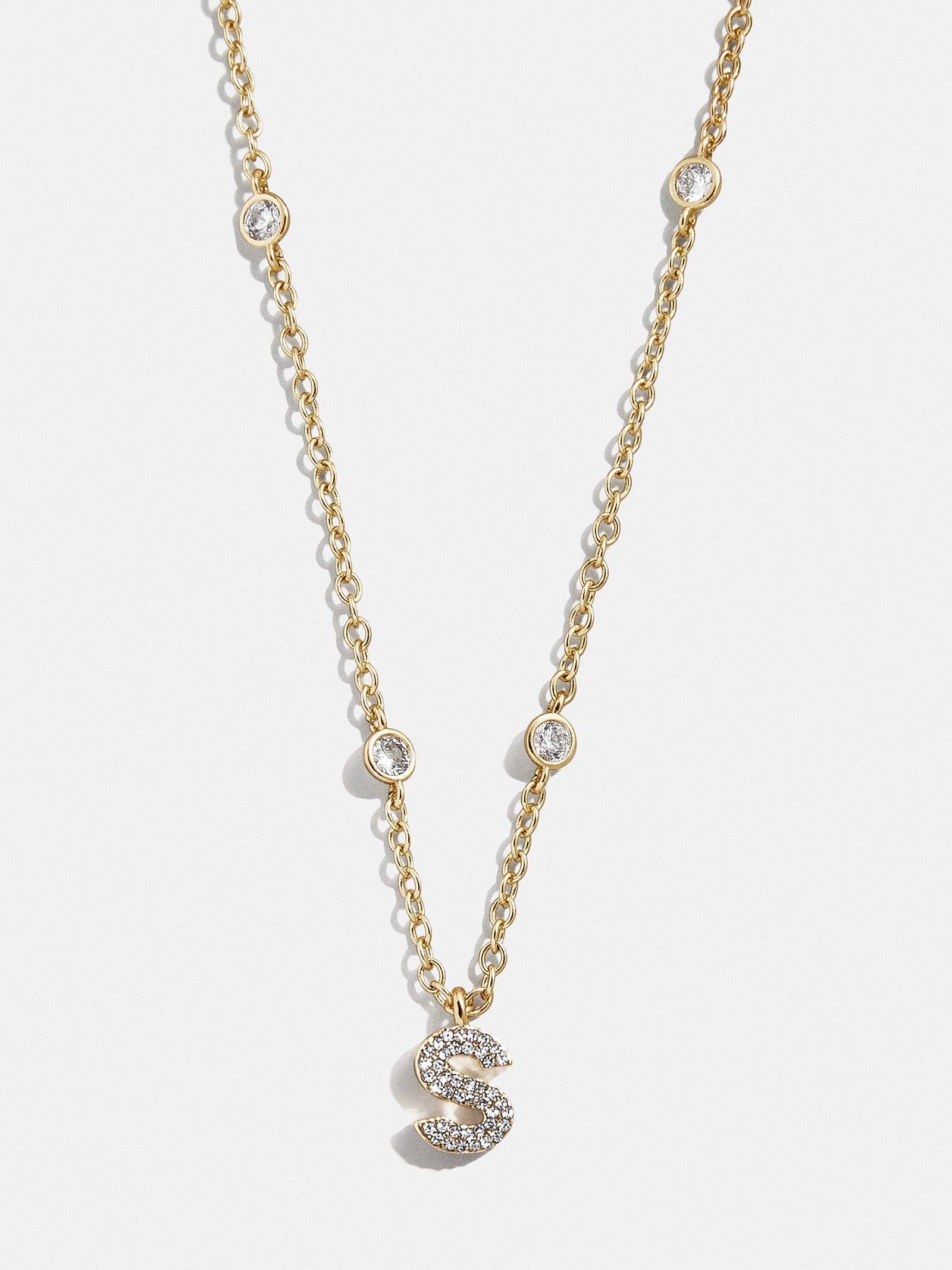 Premium Pavé Initial Yasmine Necklace - Gold Plated, Personalized Elegance