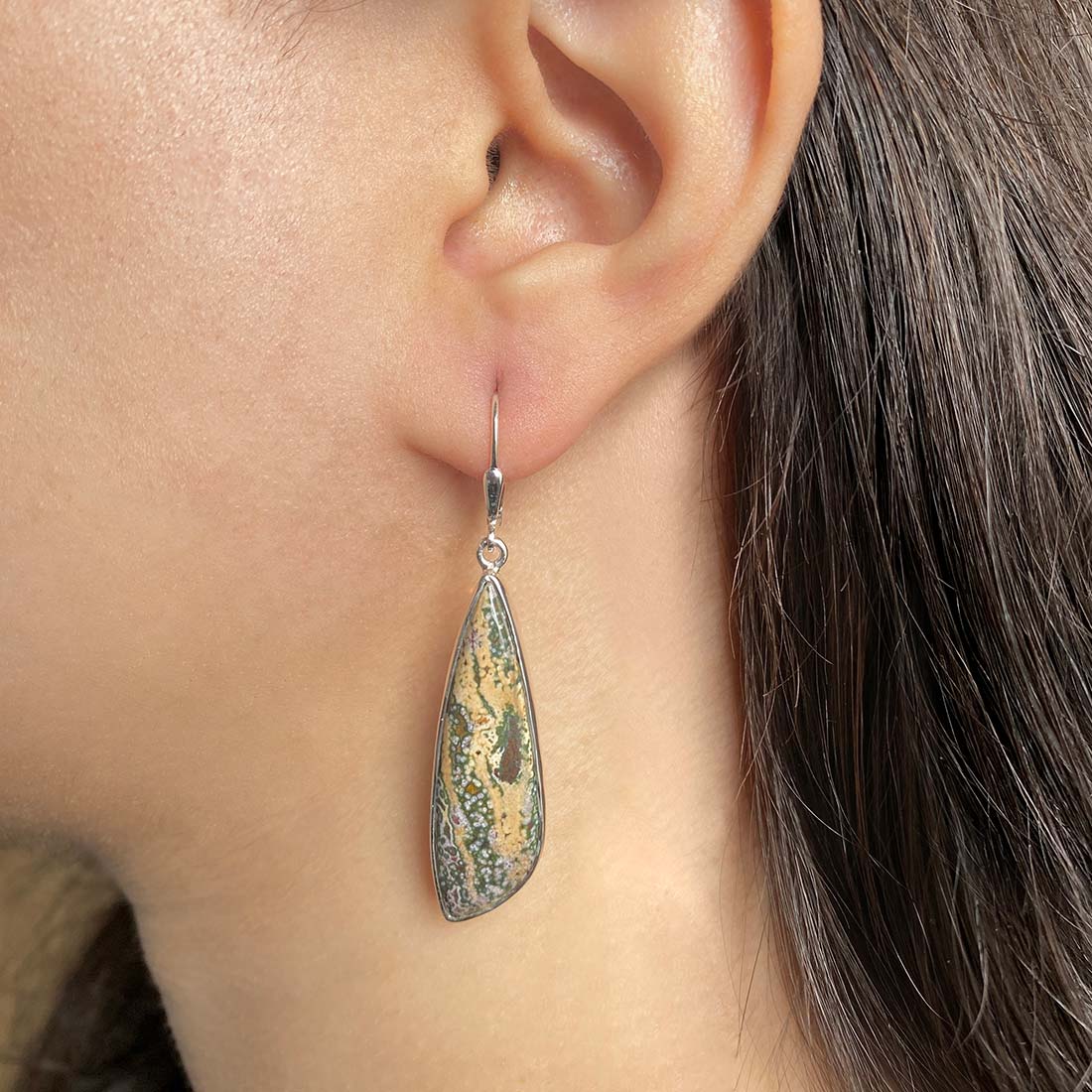 Premium Ocean Jasper Statement Earrings - OCJ-E-28