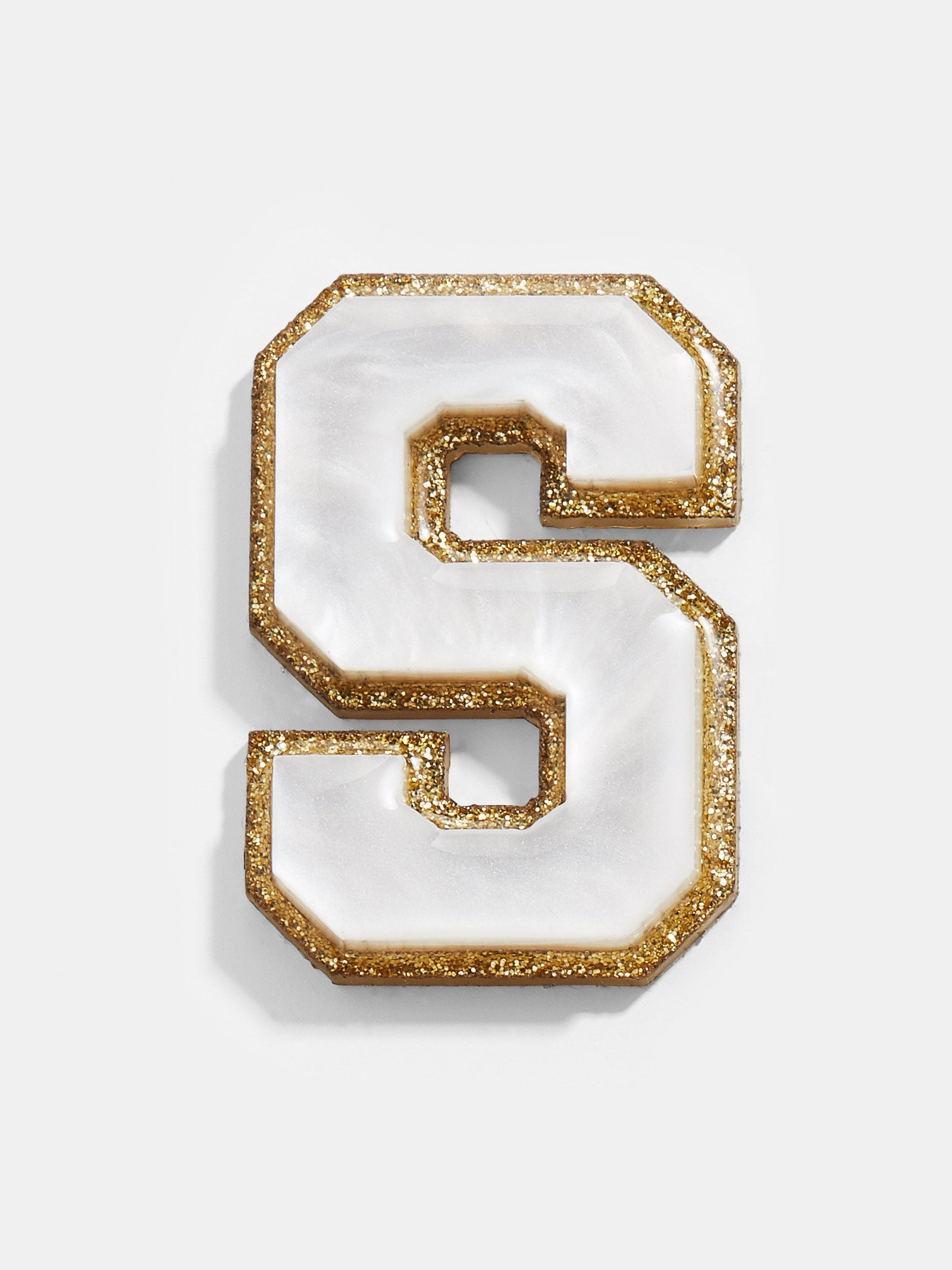 Premium Varsity Initial Sticker - White/Gold | Personalize Your Style