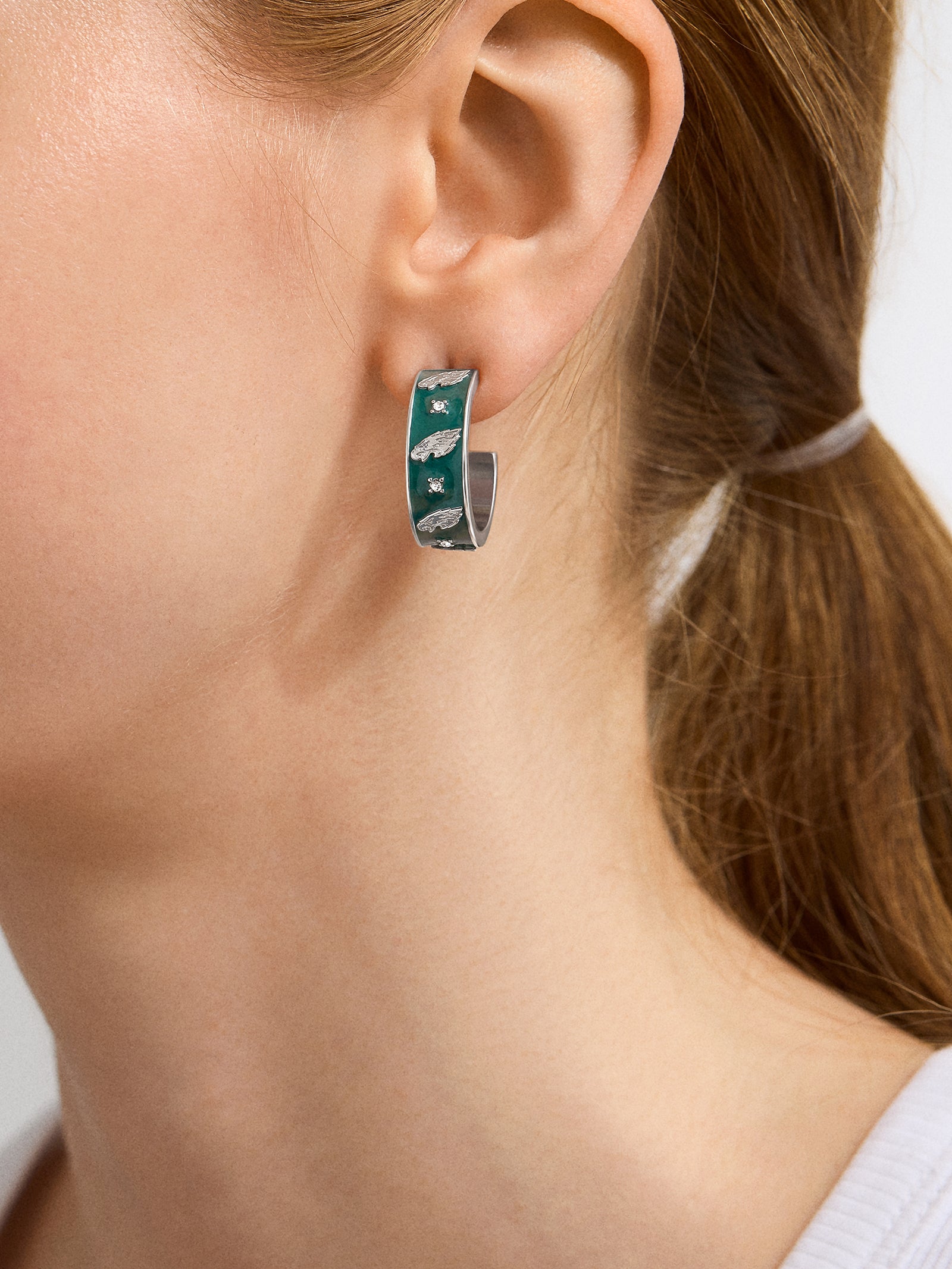 Premium Philadelphia Eagles Enamel Hoop Earrings by WEAR x Erin Andrews