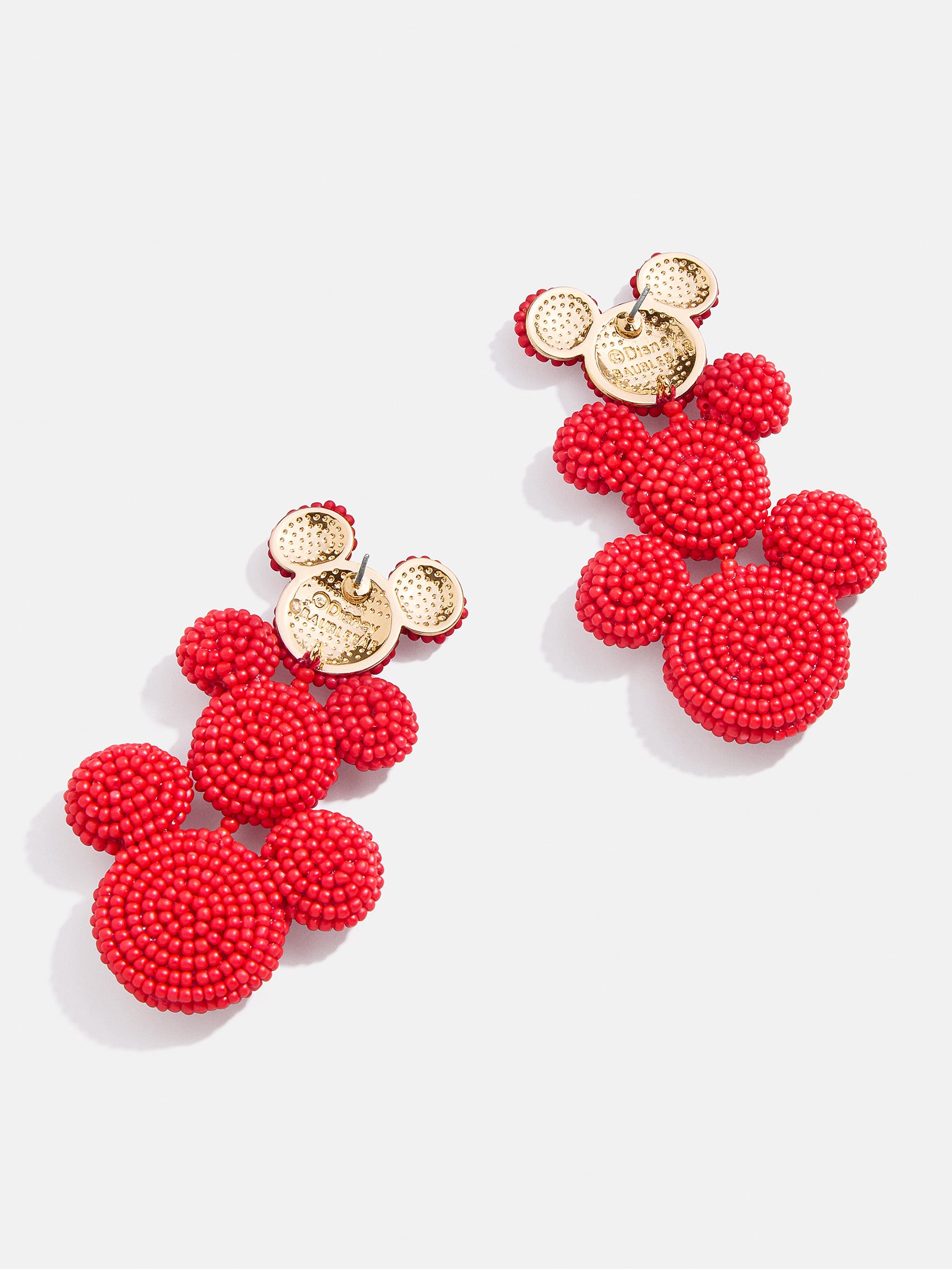 Premium Disney Mickey Mouse Beaded Statement Earrings - Vibrant Red