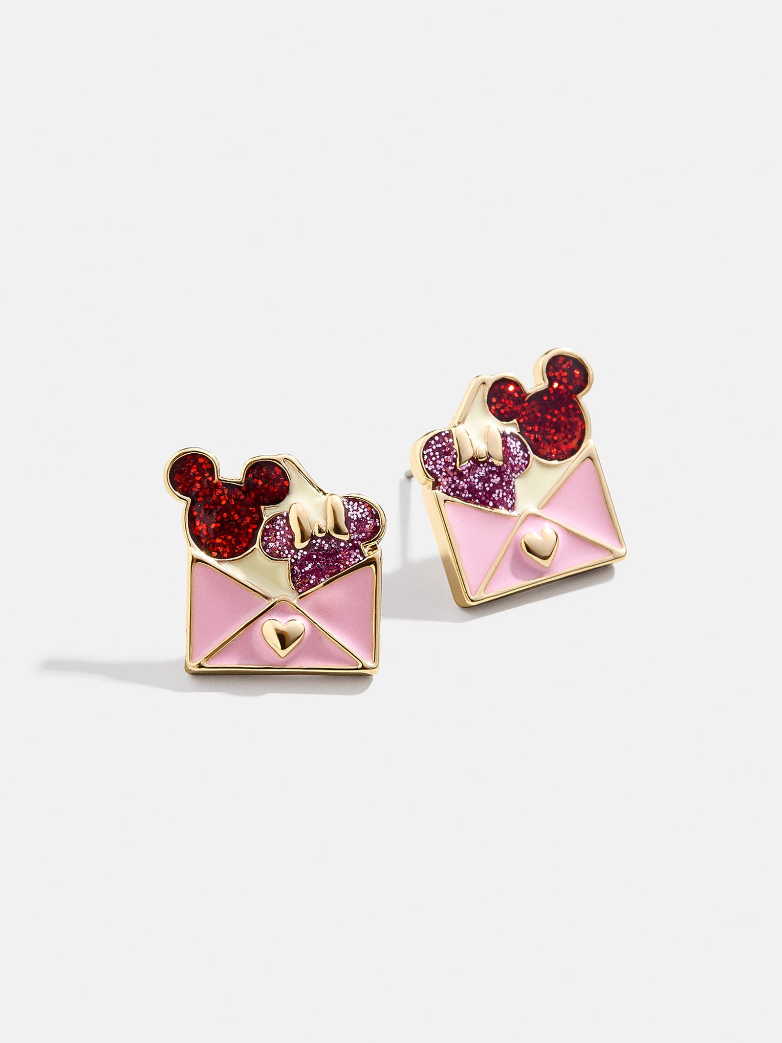 Premium Disney Mickey Mouse Love Letter Stud Earrings - Pink