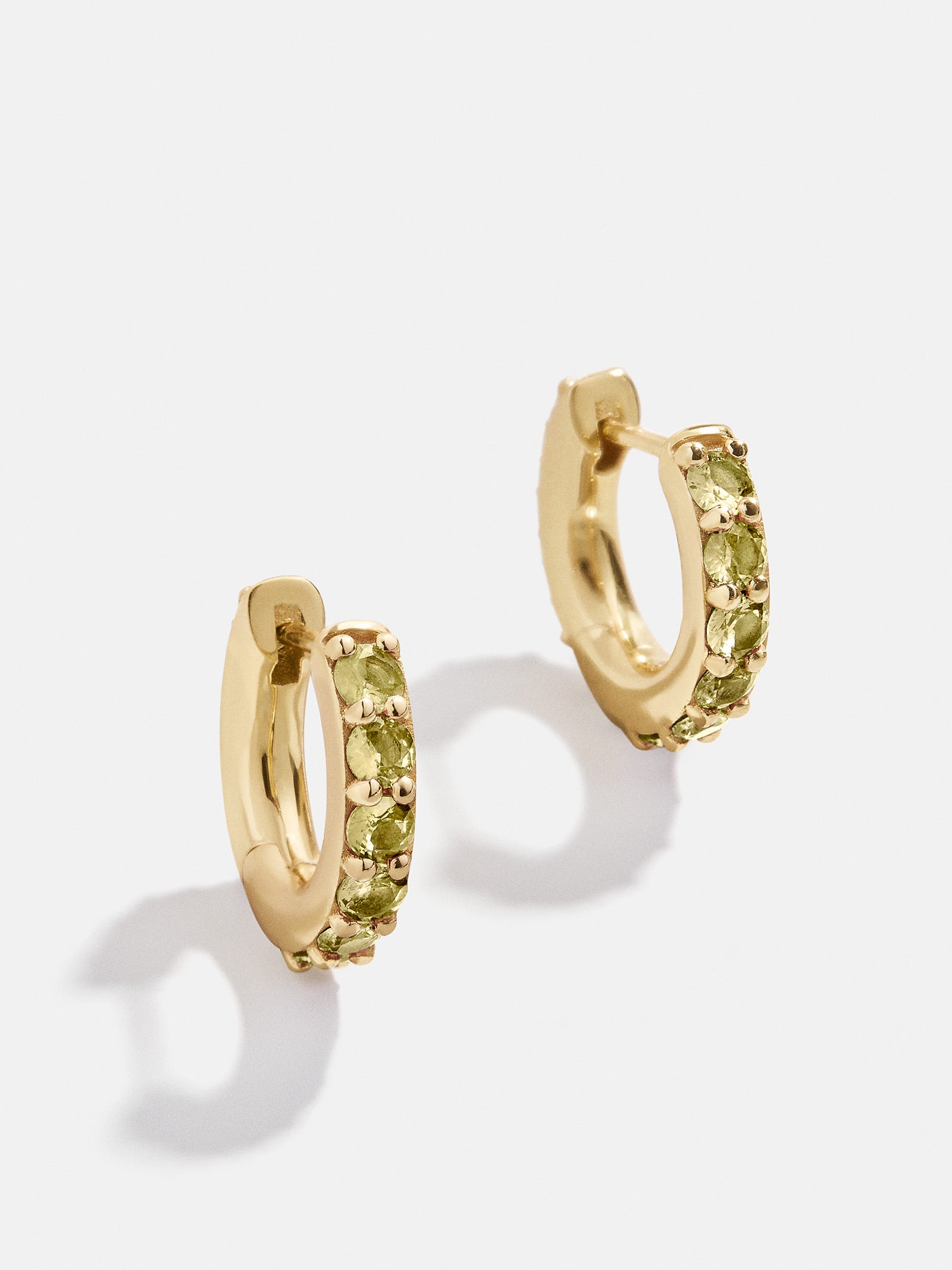 Premium 18K Gold Peridot Birthstone Huggie Earrings