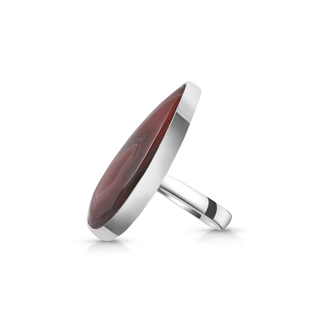 Premium Botswana Agate Adjustable Ring - Sterling Silver Statement Jewelry