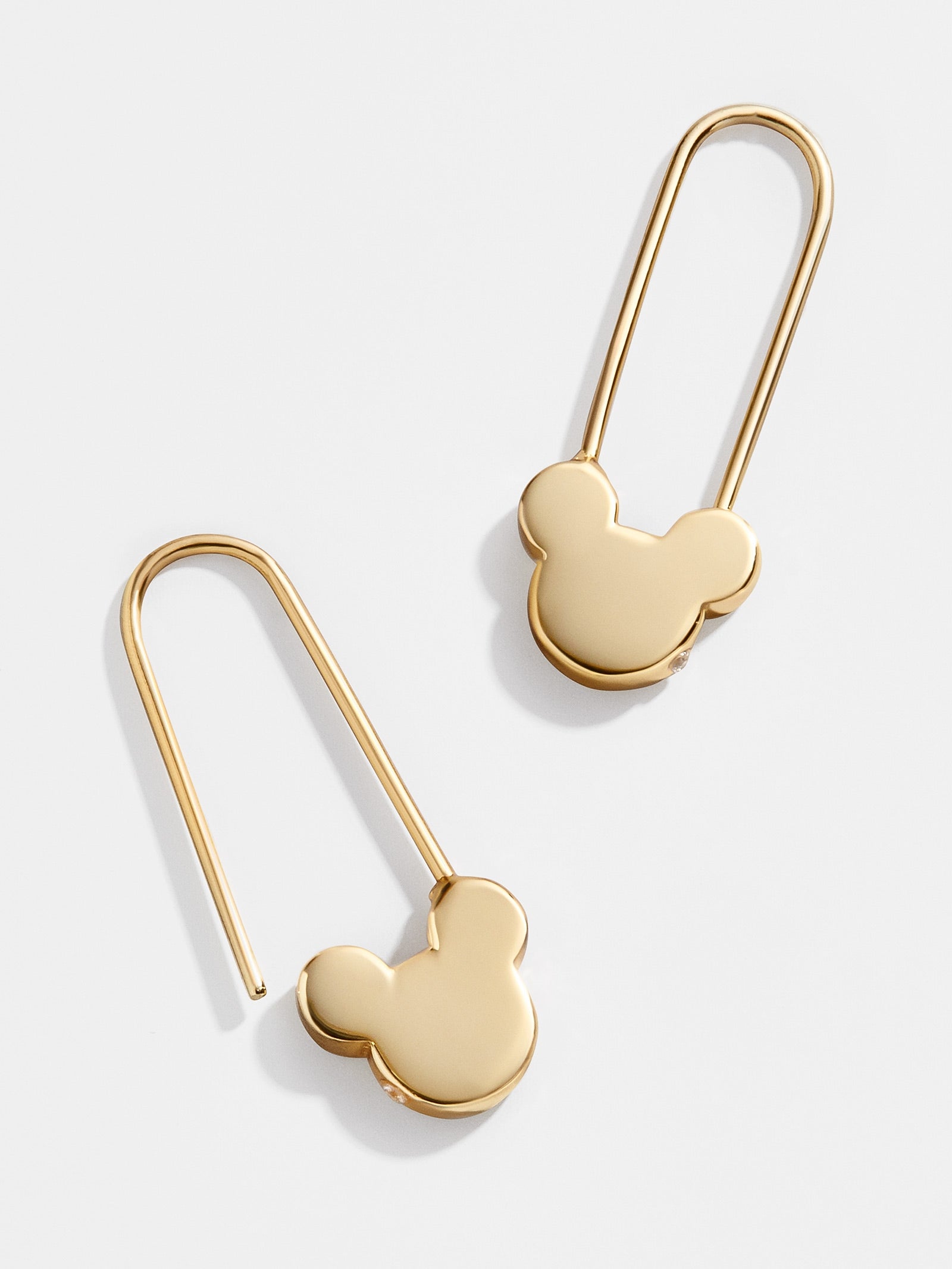 Premium Mickey Mouse Disney 18K Gold Plated Sterling Silver Safety Pin Earrings - Ultimate Style