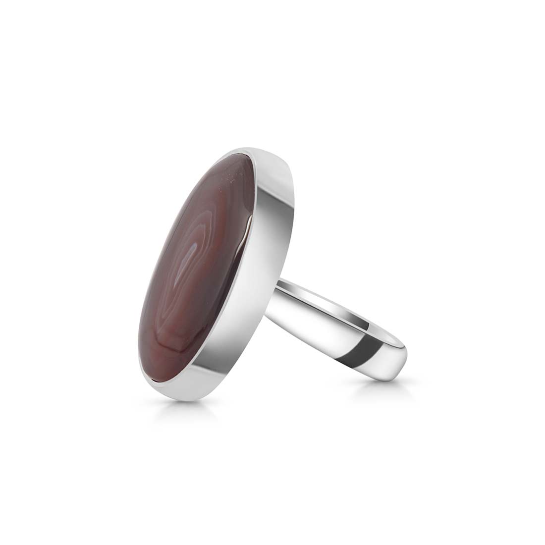 Premium Botswana Agate Adjustable Ring - Elegant Healing Jewelry