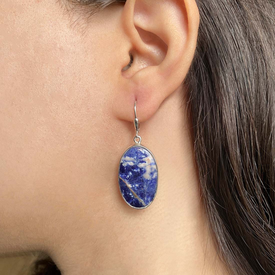 Premium Sodalite Statement Earrings - SDL-E-32