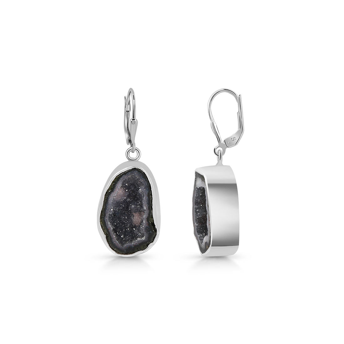 Premium Statement Coconut Geode Earrings - 925 Sterling Silver (CCG-E-19)