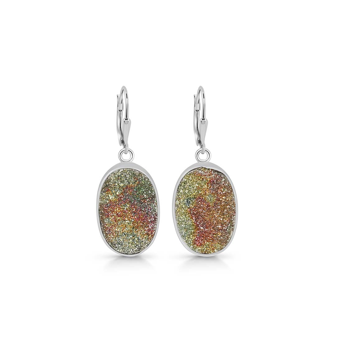 Premium Spectropyrite Druzy Statement Earrings - SPD-E-18