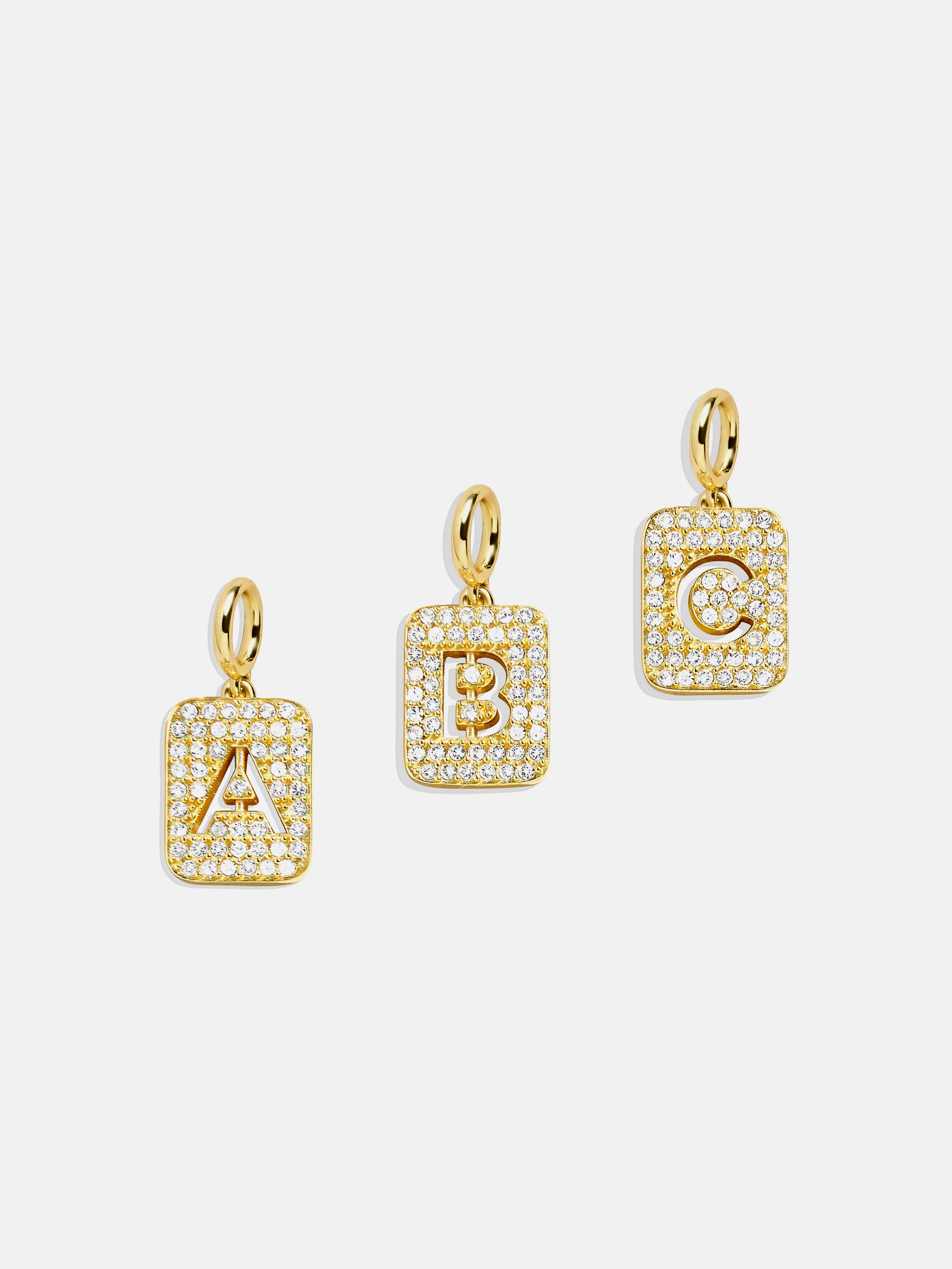 Premium Pavé Initial Cluster Charm Necklace - A