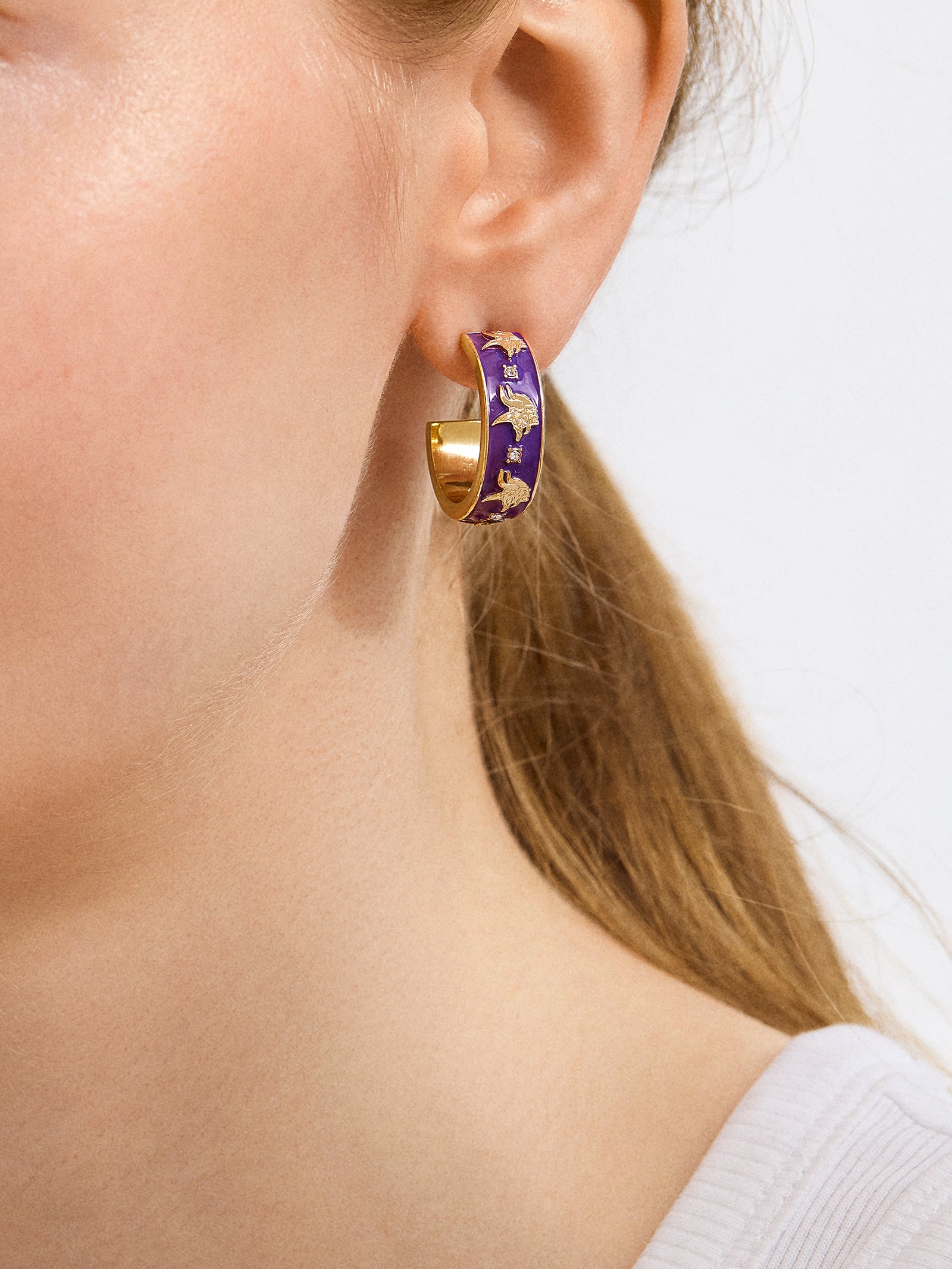 Premium Minnesota Vikings Enamel Hoop Earrings by WEAR x Erin Andrews