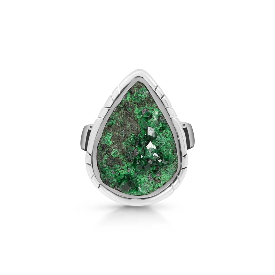 Premium Uvarovite Druzy Statement Ring - UVR-R-29