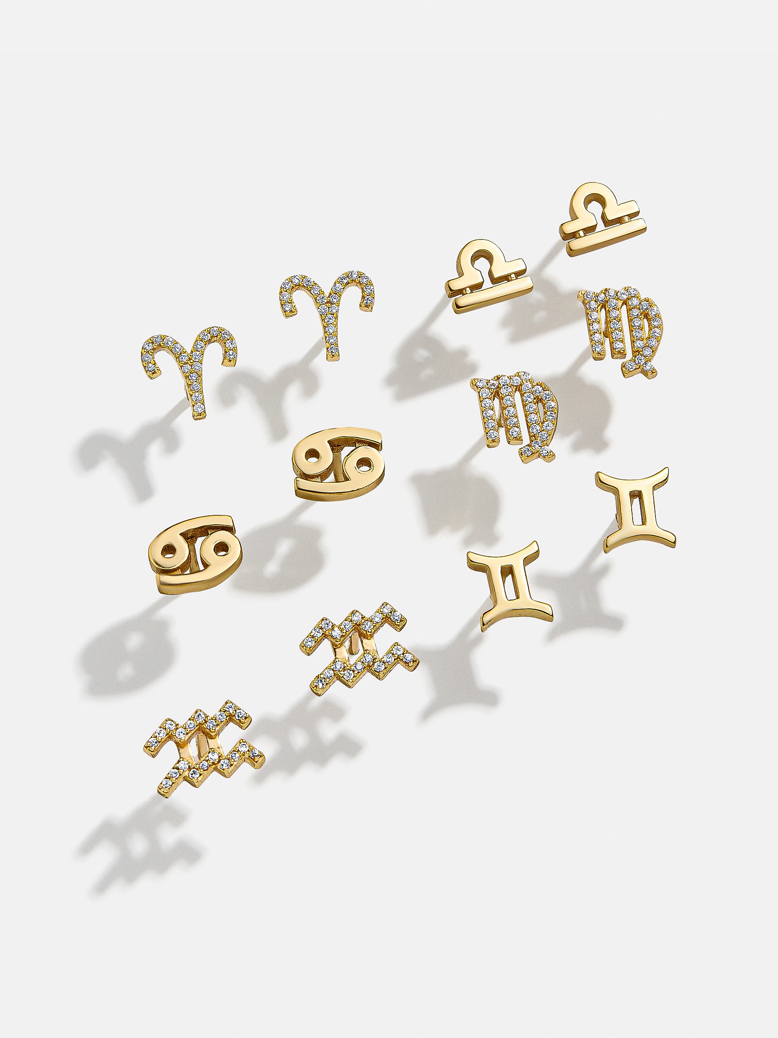 Premium 18K Gold Zodiac Stud Earrings - Gold Plated Sterling Silver