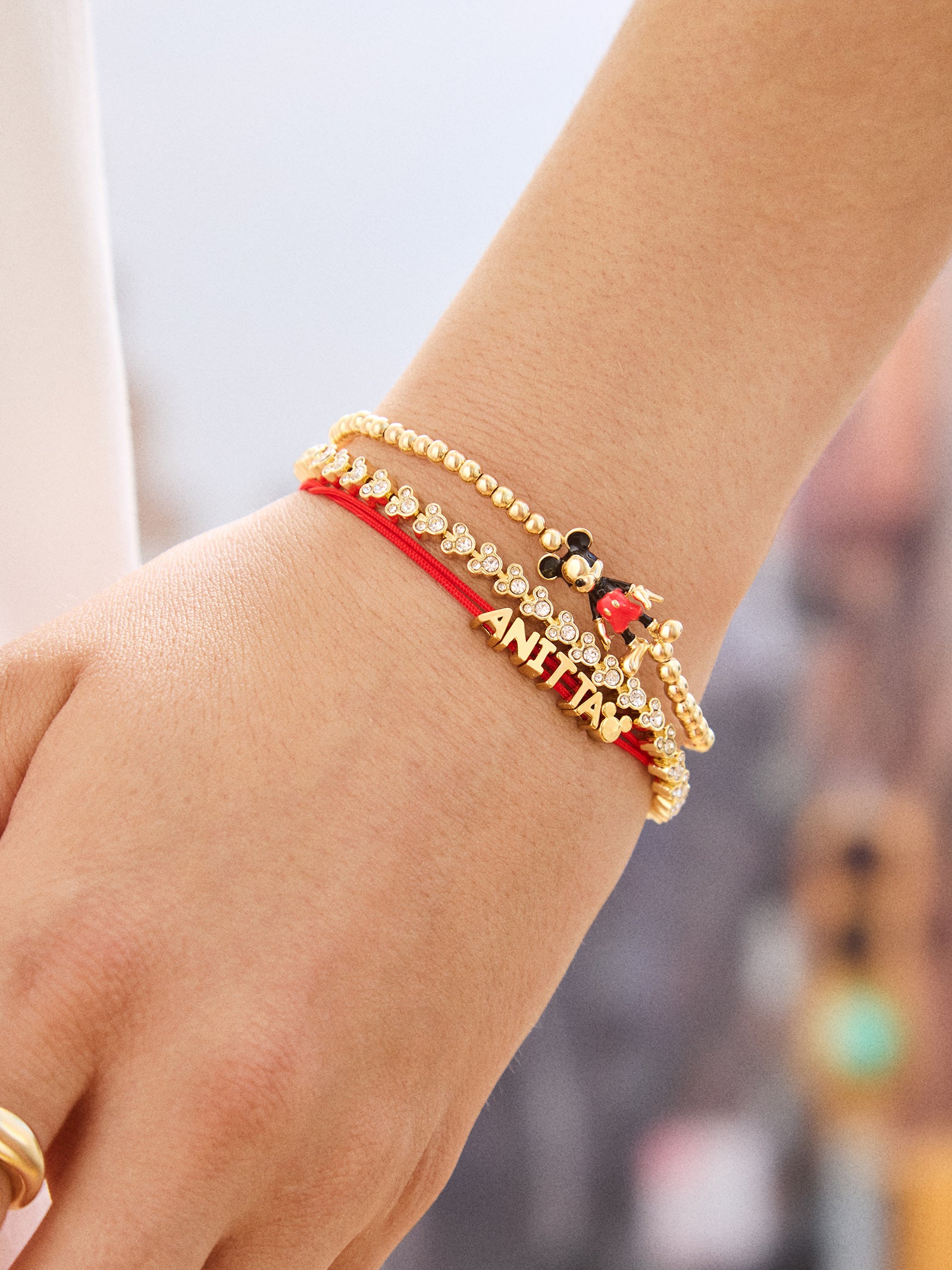 Premium Mickey Mouse Disney Custom Cord Bracelet - Red | Ultimate Personalization