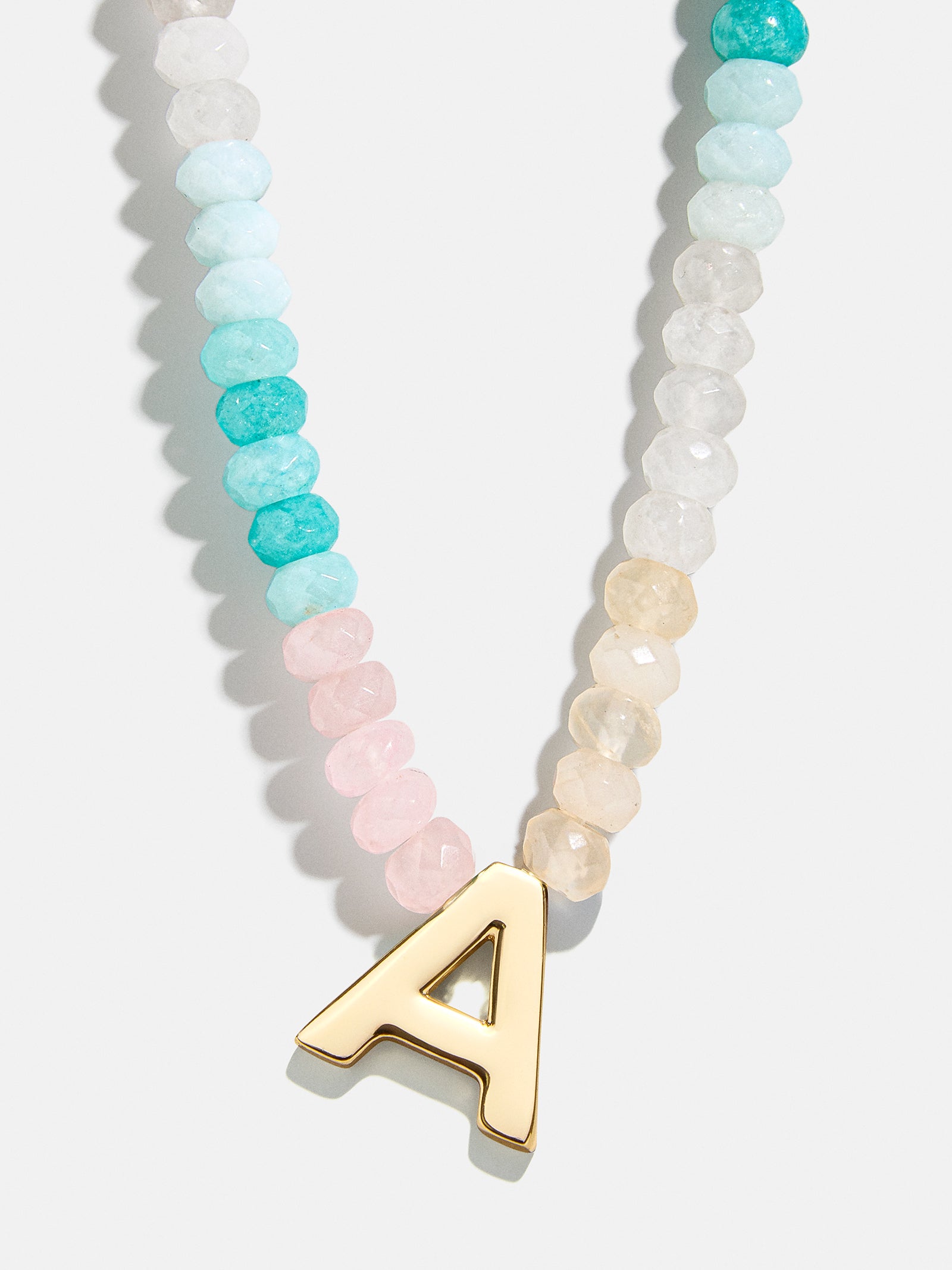 Premium Custom Initial Necklace with Semi-Precious Stones - Light Multi