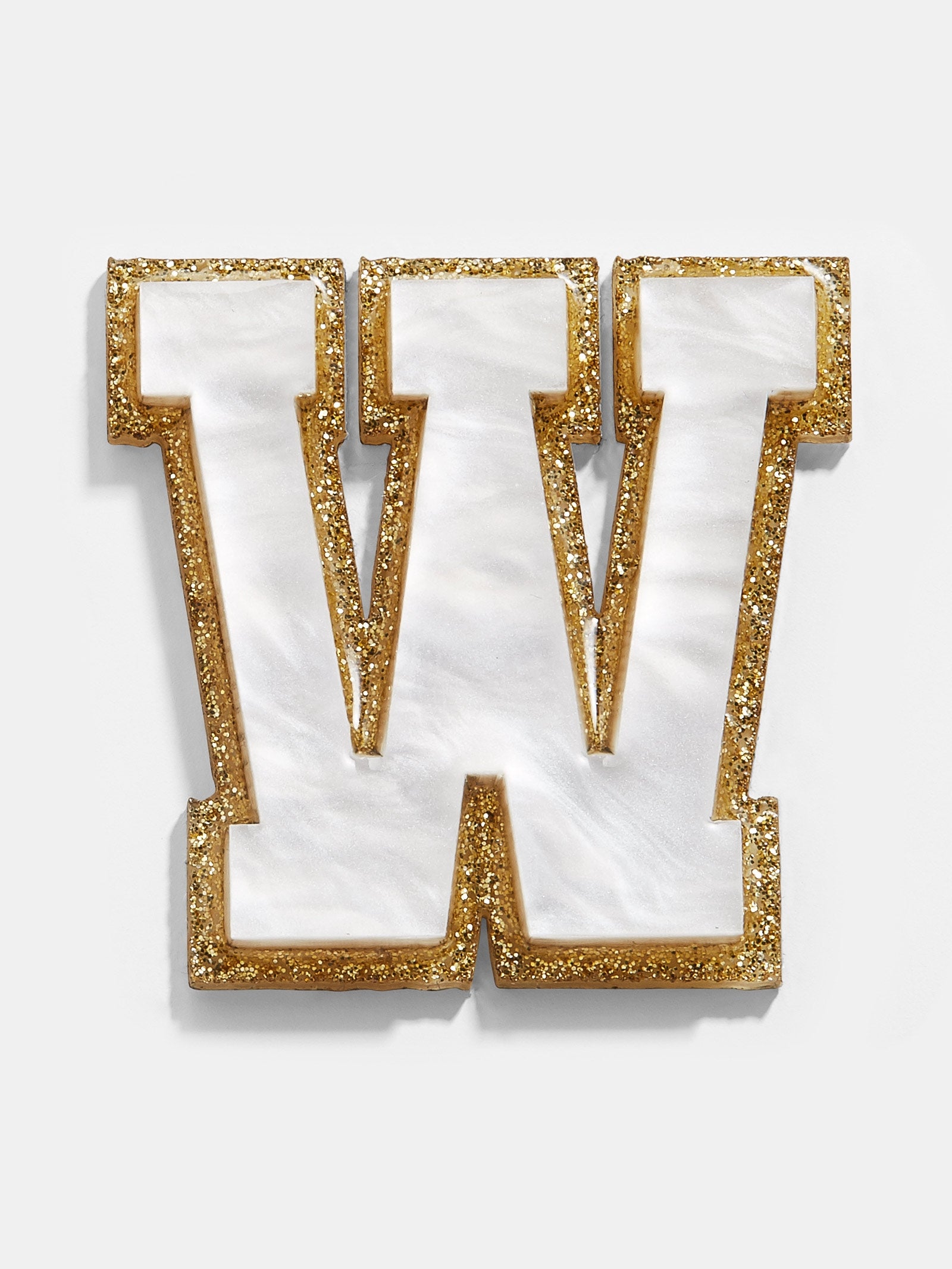 Premium Varsity Initial Sticker - White/Gold | Personalize Your Style