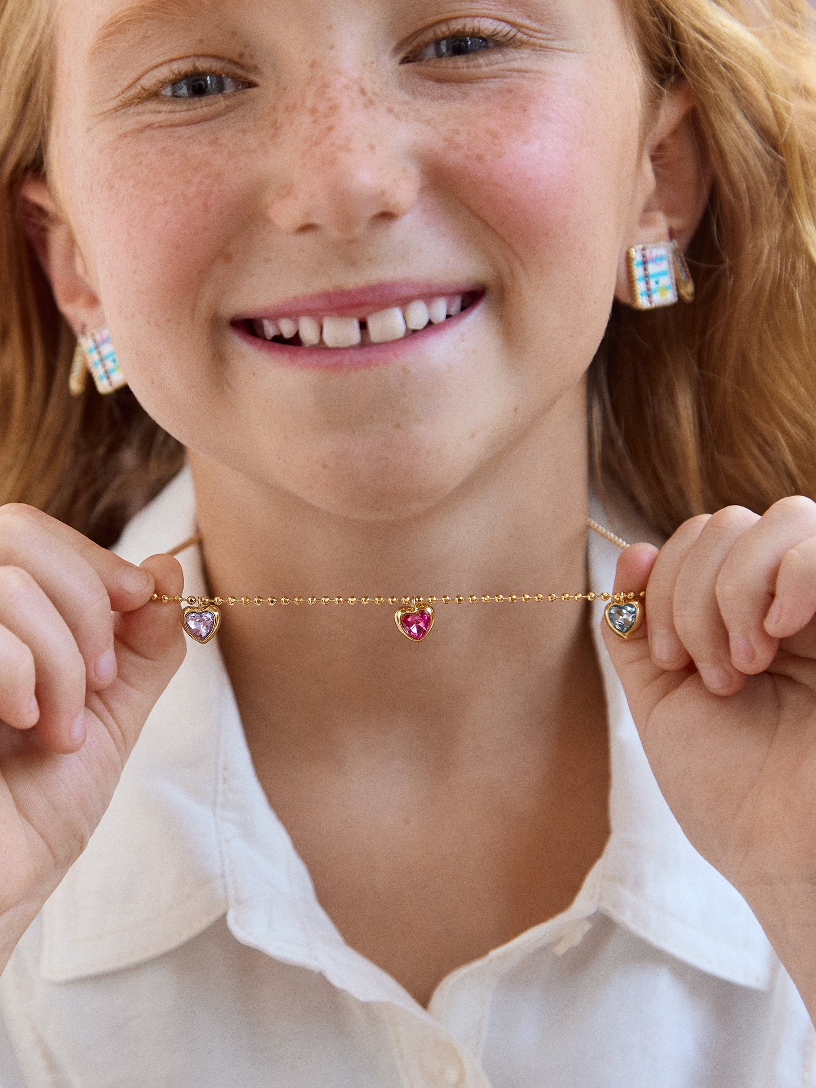 Premium Whole Lotta Love Kids' Necklace - Heart Charm with Colorful Stones