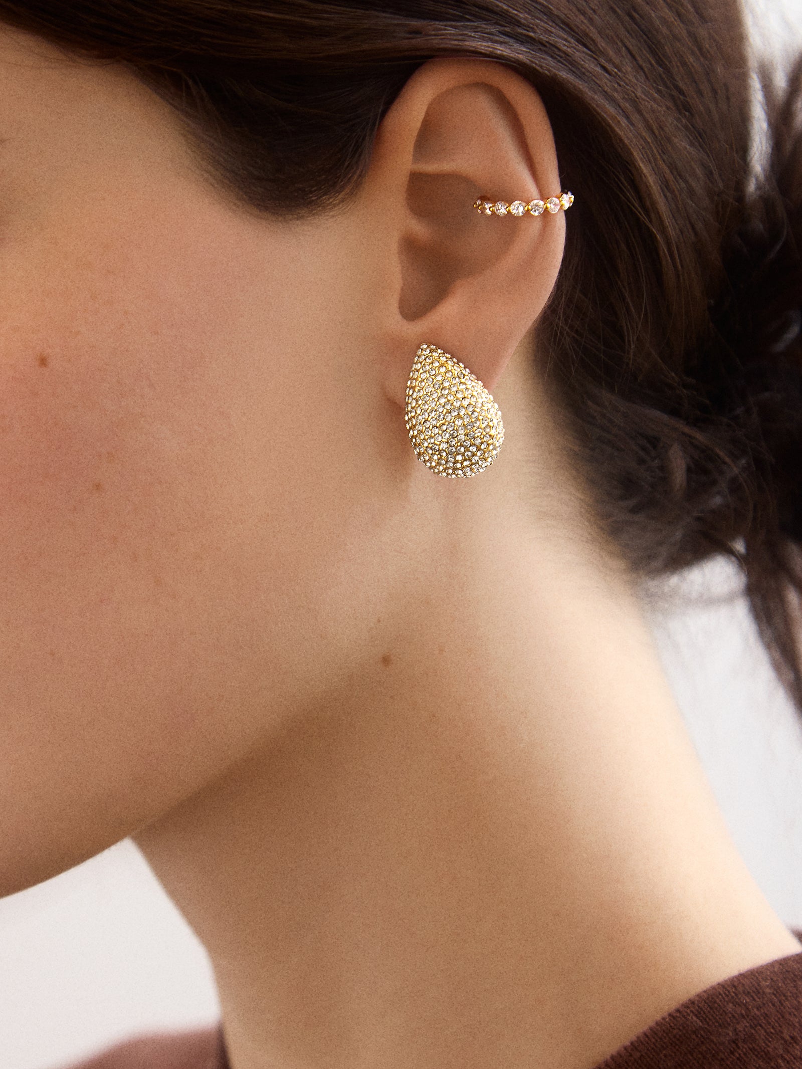 Premium Cynthia Earrings - Gold & Pavé Teardrop Design