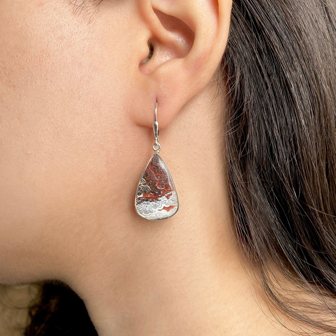 Premium Crazy Lace Agate Statement Earrings - CLA-E-7