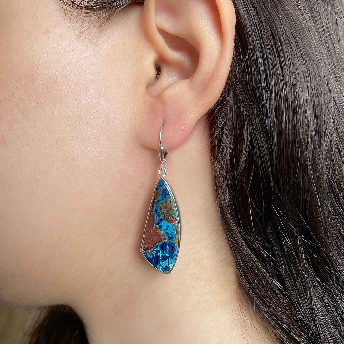 Premium Shattuckite Statement Earrings - STK-E-22