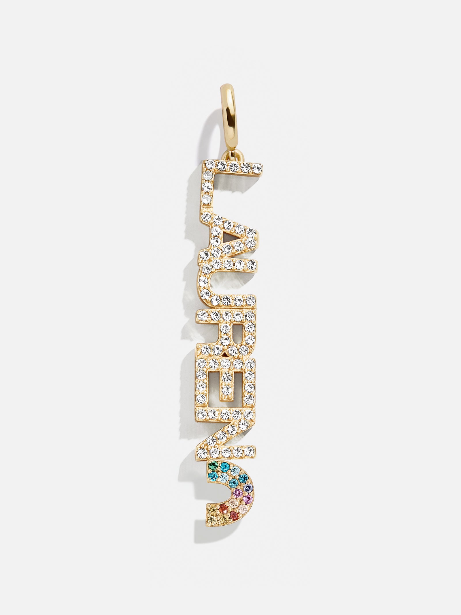 Premium Custom Motif Block Nameplate Charm - Gold Pavé Finish