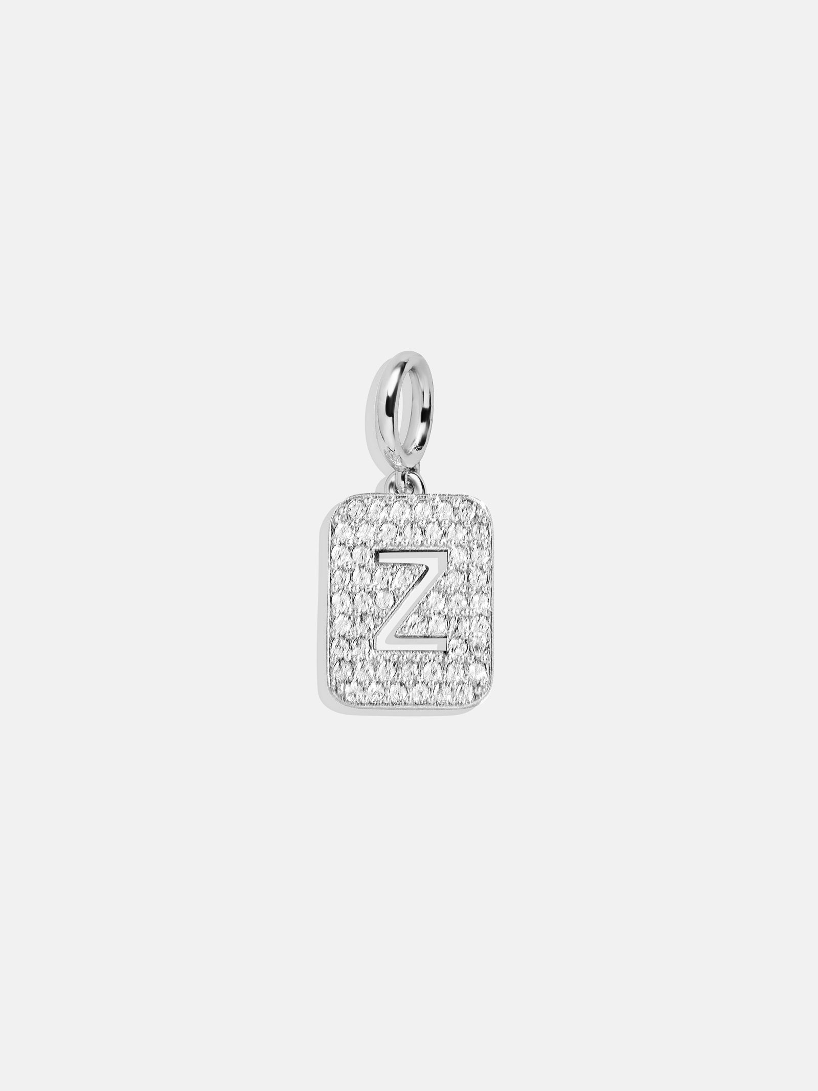 Premium Silver Block Pave Cluster Charm - Z