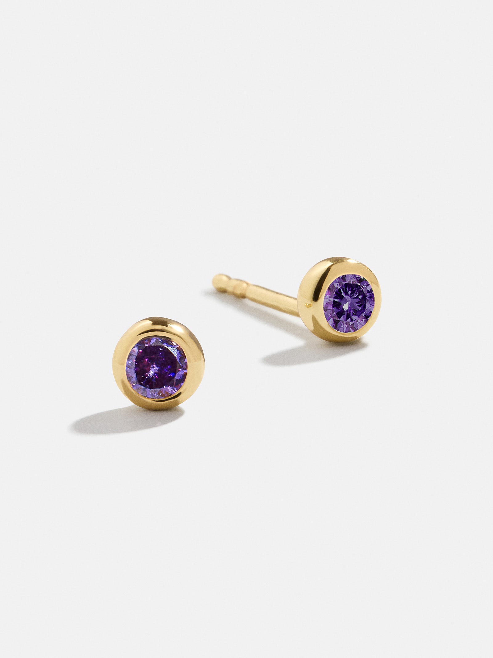 Premium 18K Gold Amethyst Birthstone Stud Earrings - Ultimate Personal Touch